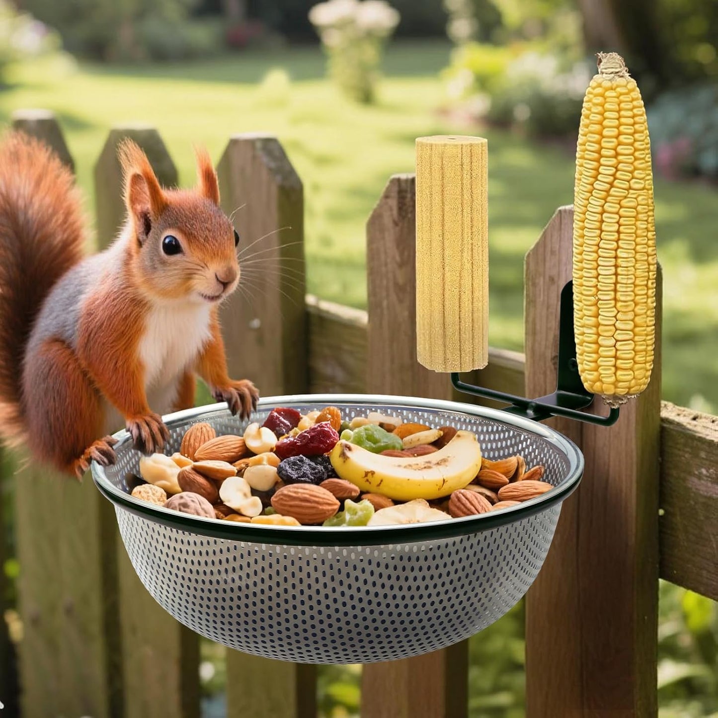 Squirrel Feeder Bowl (2L) Trees or Fences Mounted, Removable Squirrel 