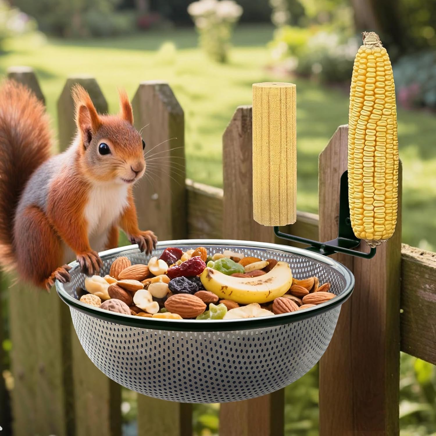 Squirrel Feeder Bowl (2L) Trees or Fences Mounted, Removable Squirrel 