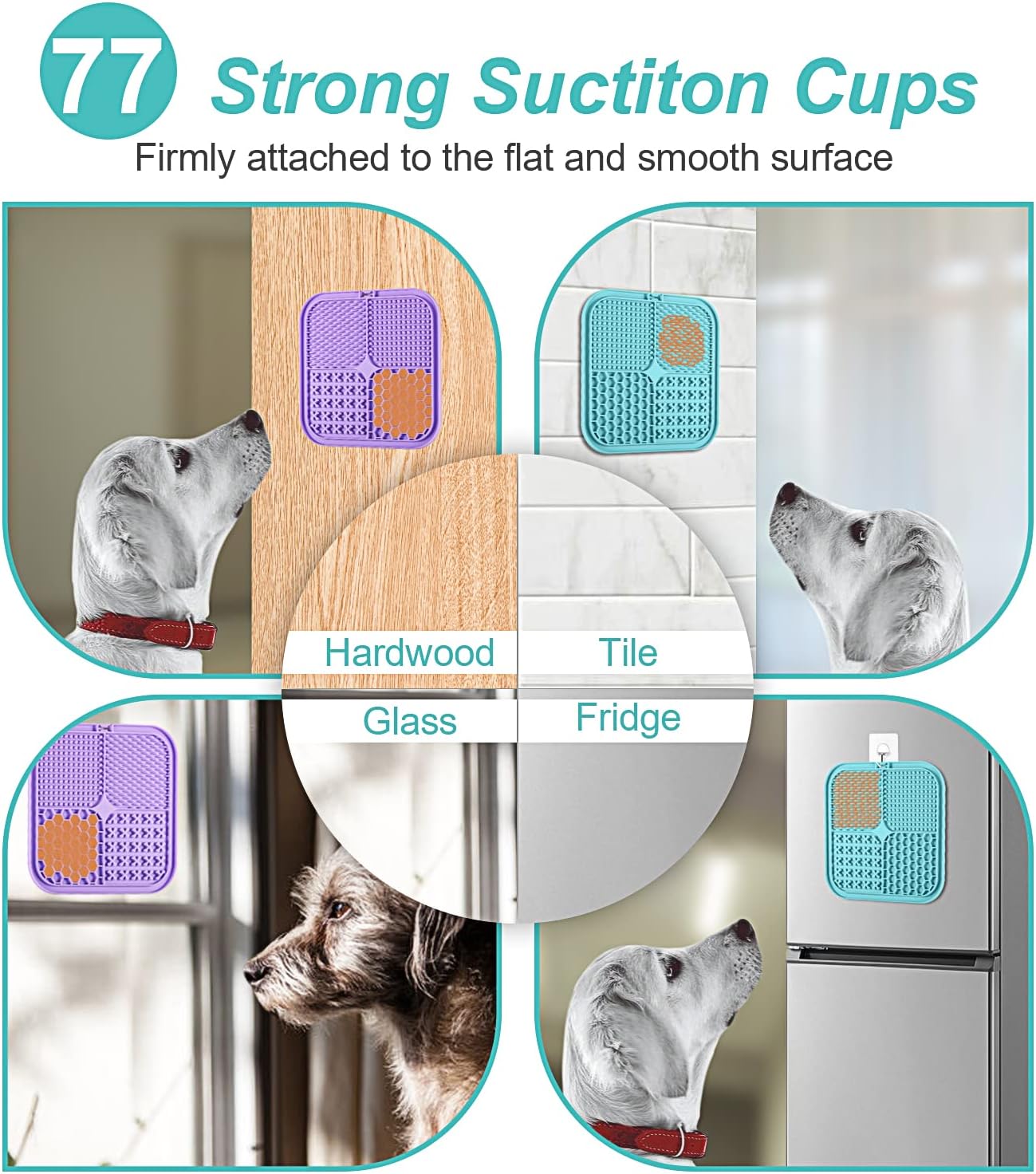 LUKITO Lick Mat for Dogs & Cats 2 Pack with Suction Cups, Dog Lick Mat