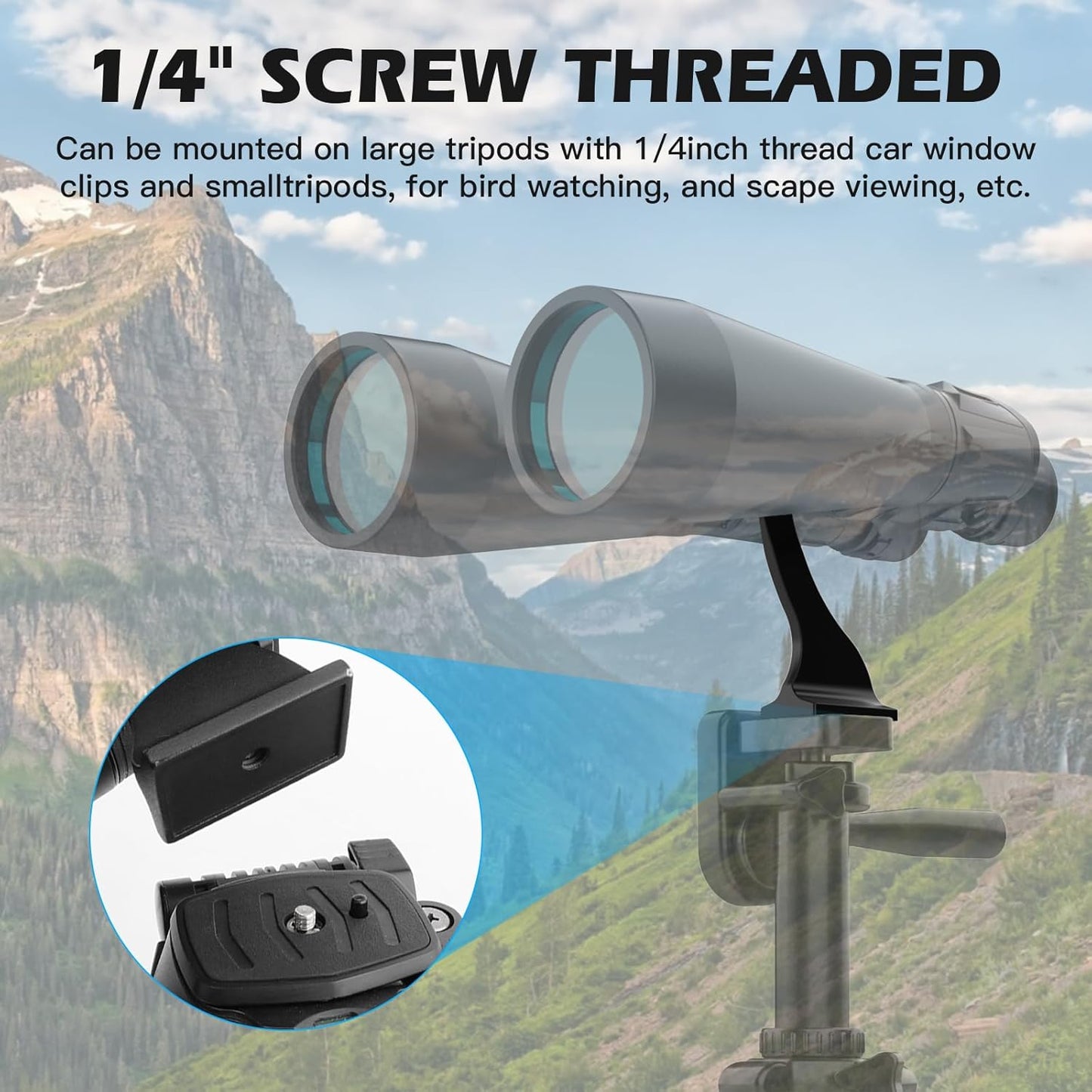 Binocular Tripod Adapter-Binocular Mount 1/4 Inch Aluminium Threading 