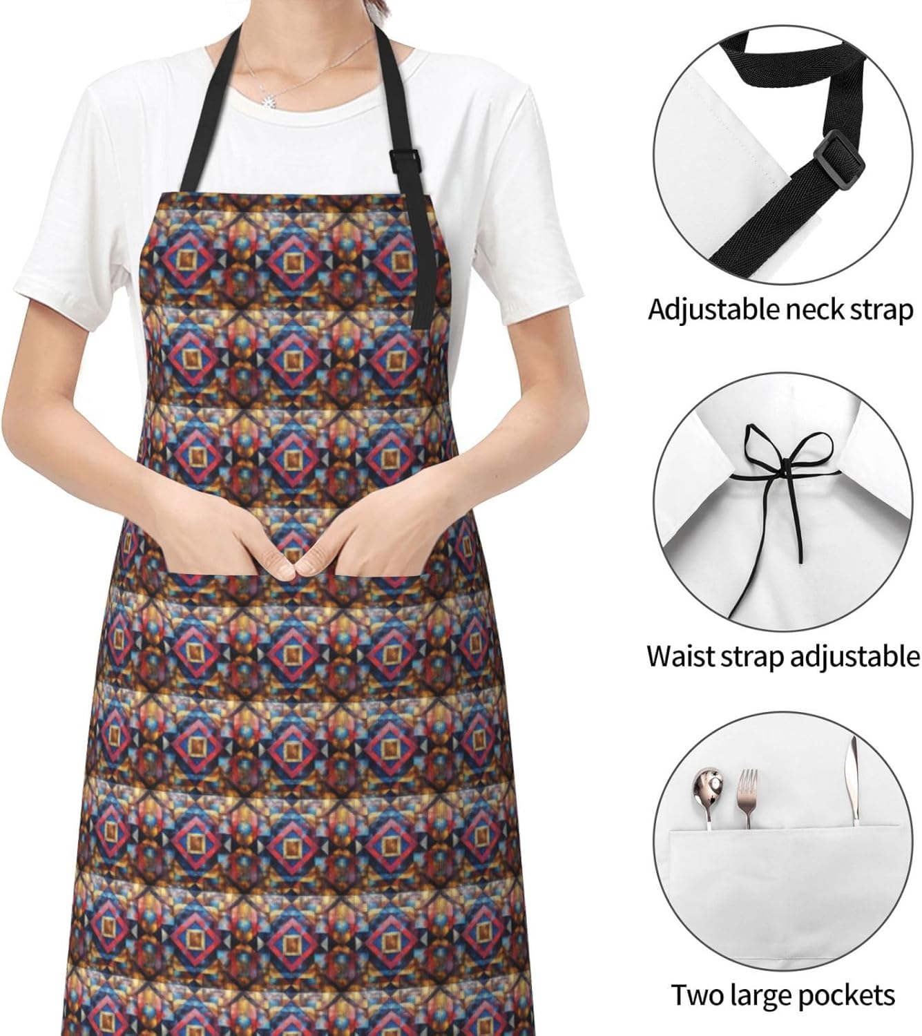 YANYU Shining Overlook Print 28x33 In Kitchen Apron Stylish Chef Apron with Pockets for Cooking Baking Painting