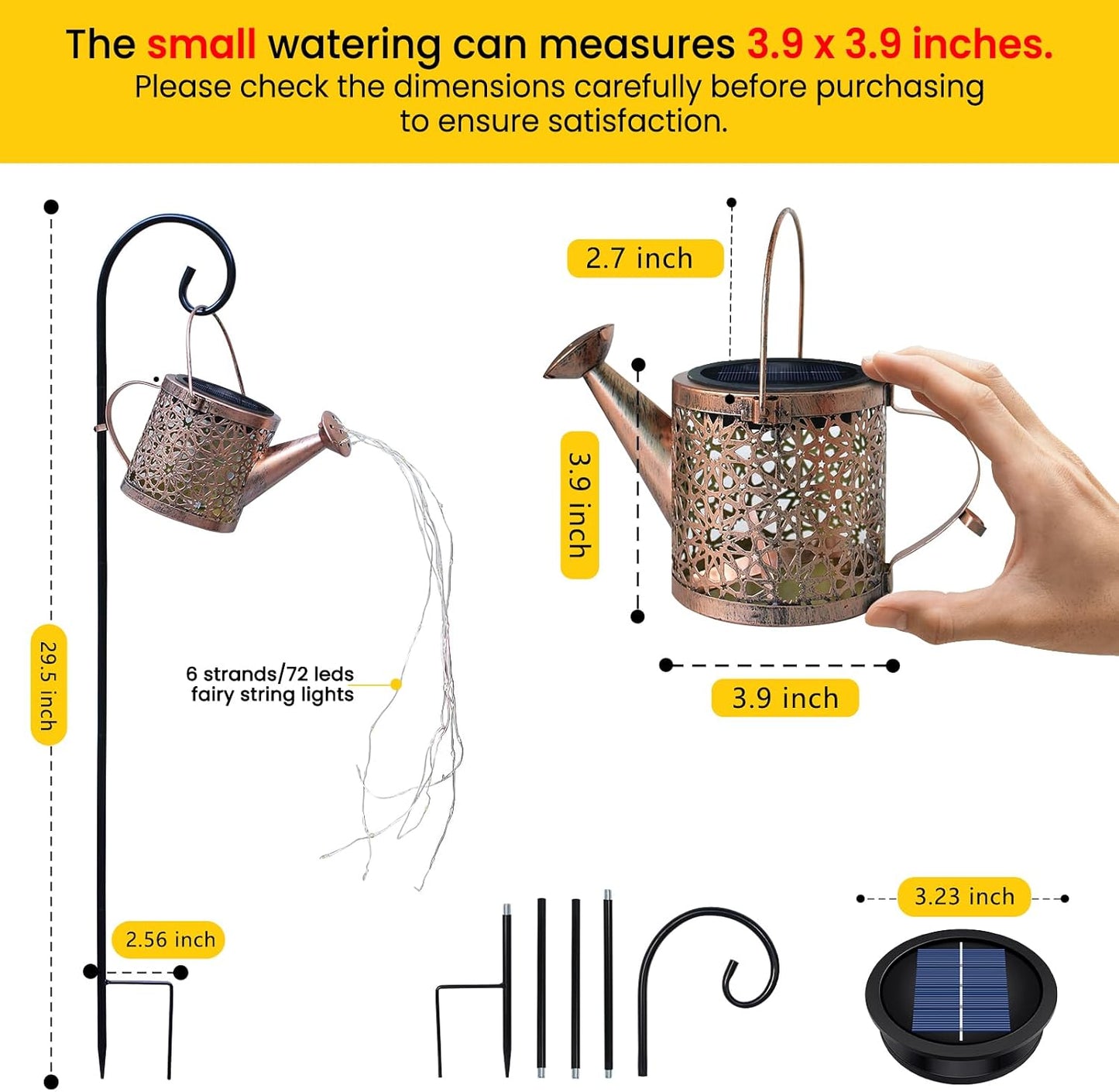 Solar Lights Outdoor Decorative, Metal Watering Can Lights Waterproof,