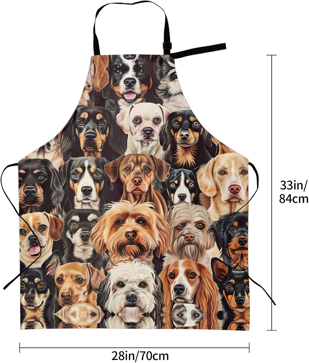 Dogs pattern print Waterproof chef's apron with pocket apron for kitchen cooking baking barbecue and gardening