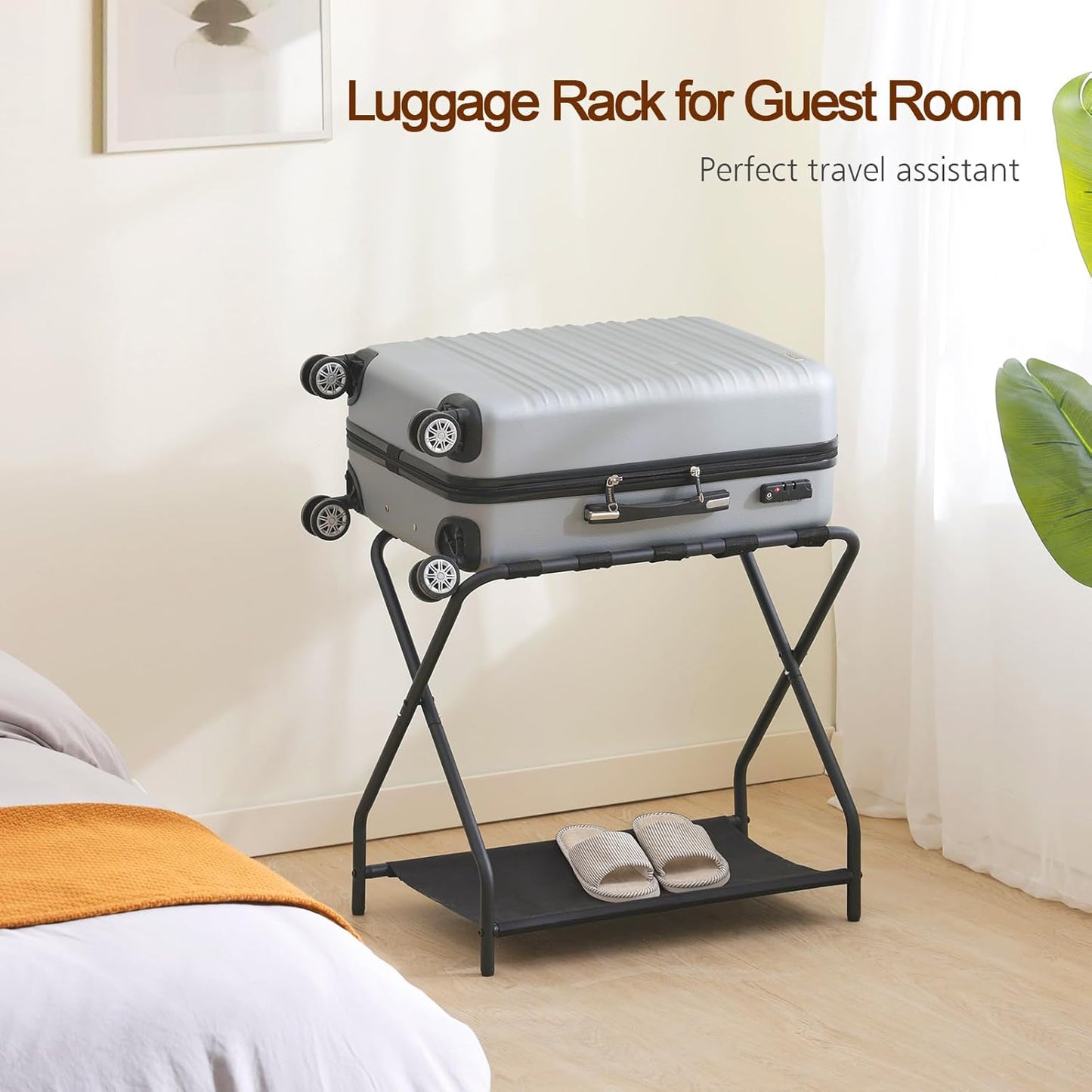 AMHANCIBLE Luggage Rack, Set of 2, Foldable Suitcase Stands for Guest 