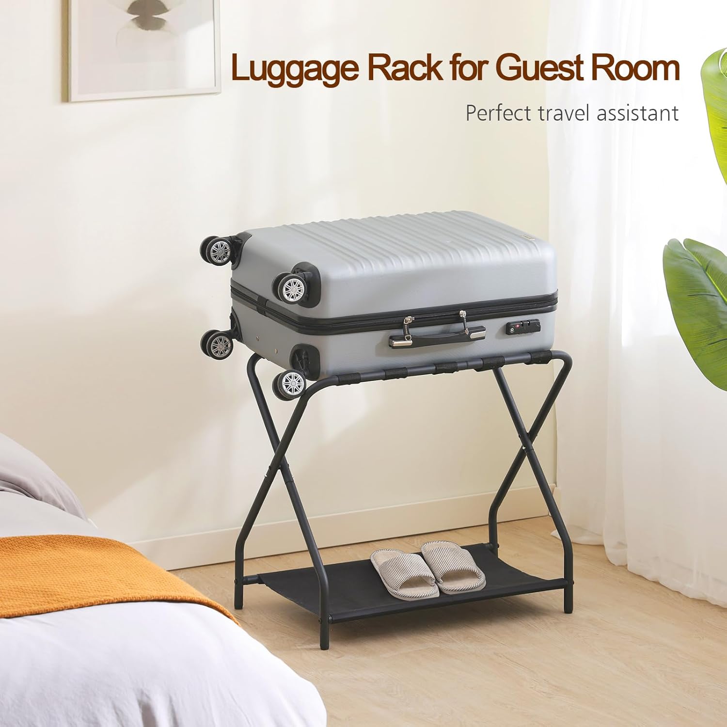 AMHANCIBLE Luggage Rack, Set of 2, Foldable Suitcase Stands for Guest 