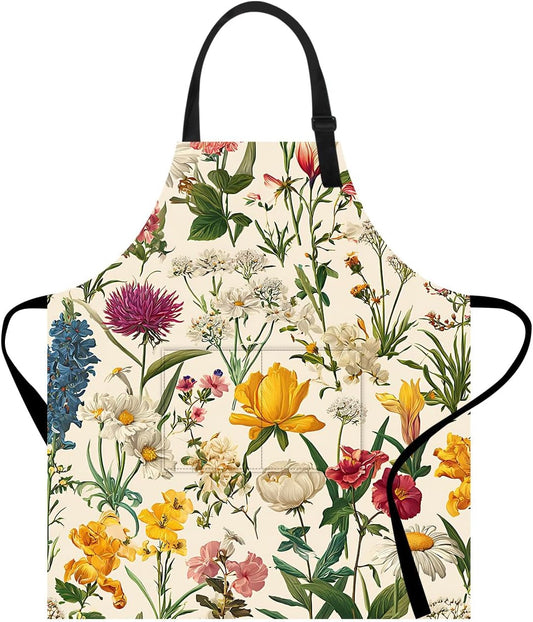 Apron Home Kitchen Cooking Baking Gardening for Women Men with Pockets