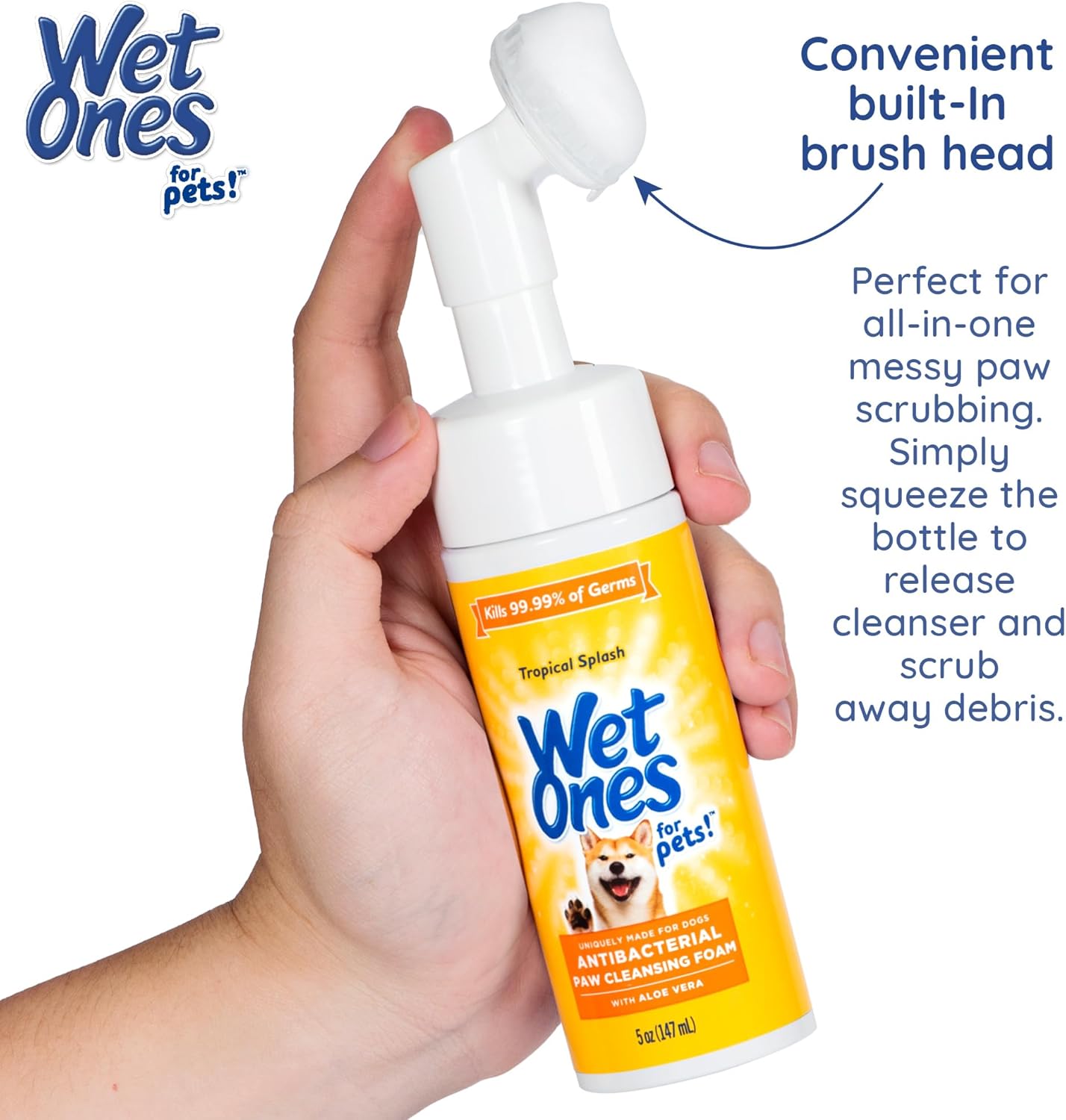 Wet Ones for Pets Antibacterial Dog Paw Cleaner with Built-in Scrubber