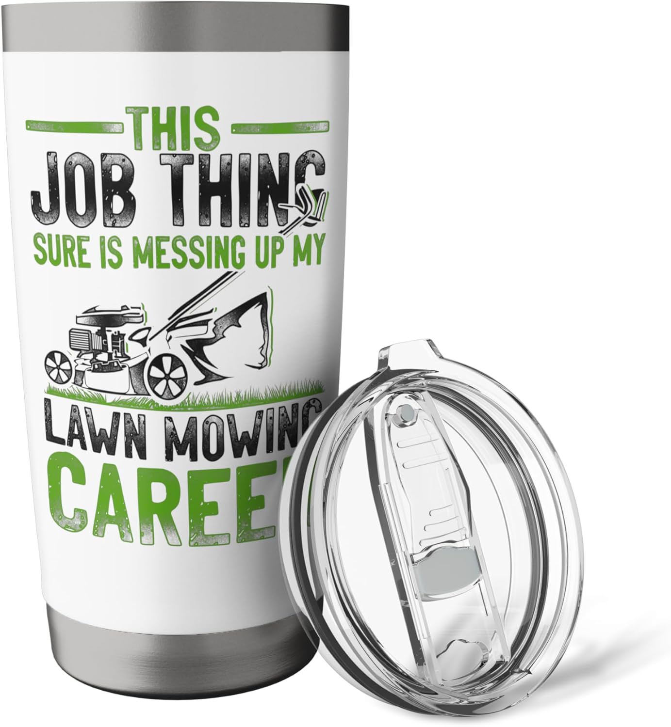 Lawn Mower Mowing Dad Father Landscaper Vintage This Job Stainless Steel Insulated Tumbler