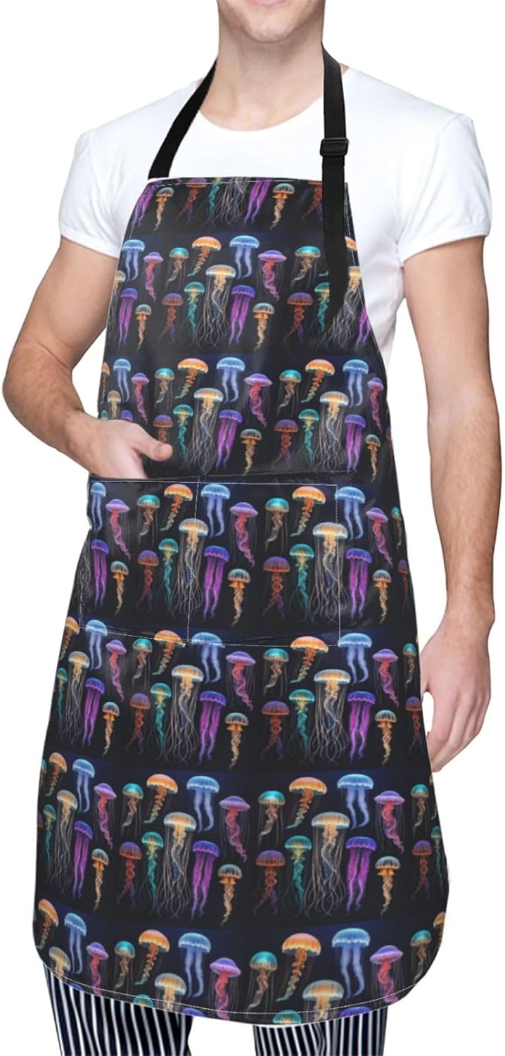 YANYU Jellyfish ocean Print 28x33 In Kitchen Apron Stylish Chef Apron 