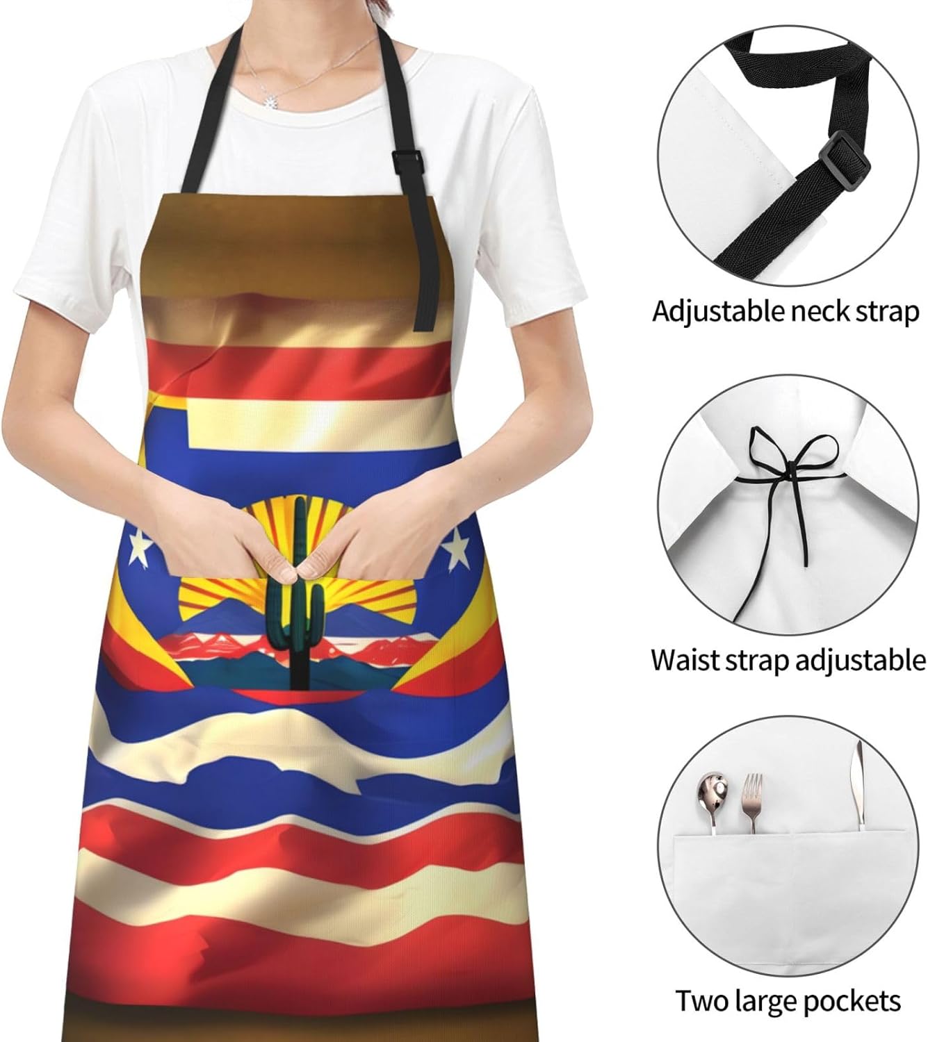 Arizona Flag-standard Print Laundry apron 28x33 In Waterproof Kitchen 