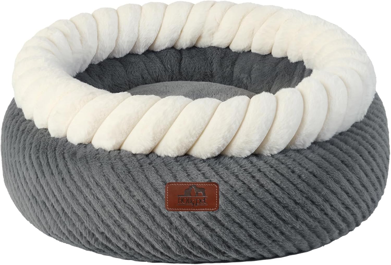 Hollypet Cat Bed for Indoor Cats Kitty Beds, Round Washable Fluffy Sma