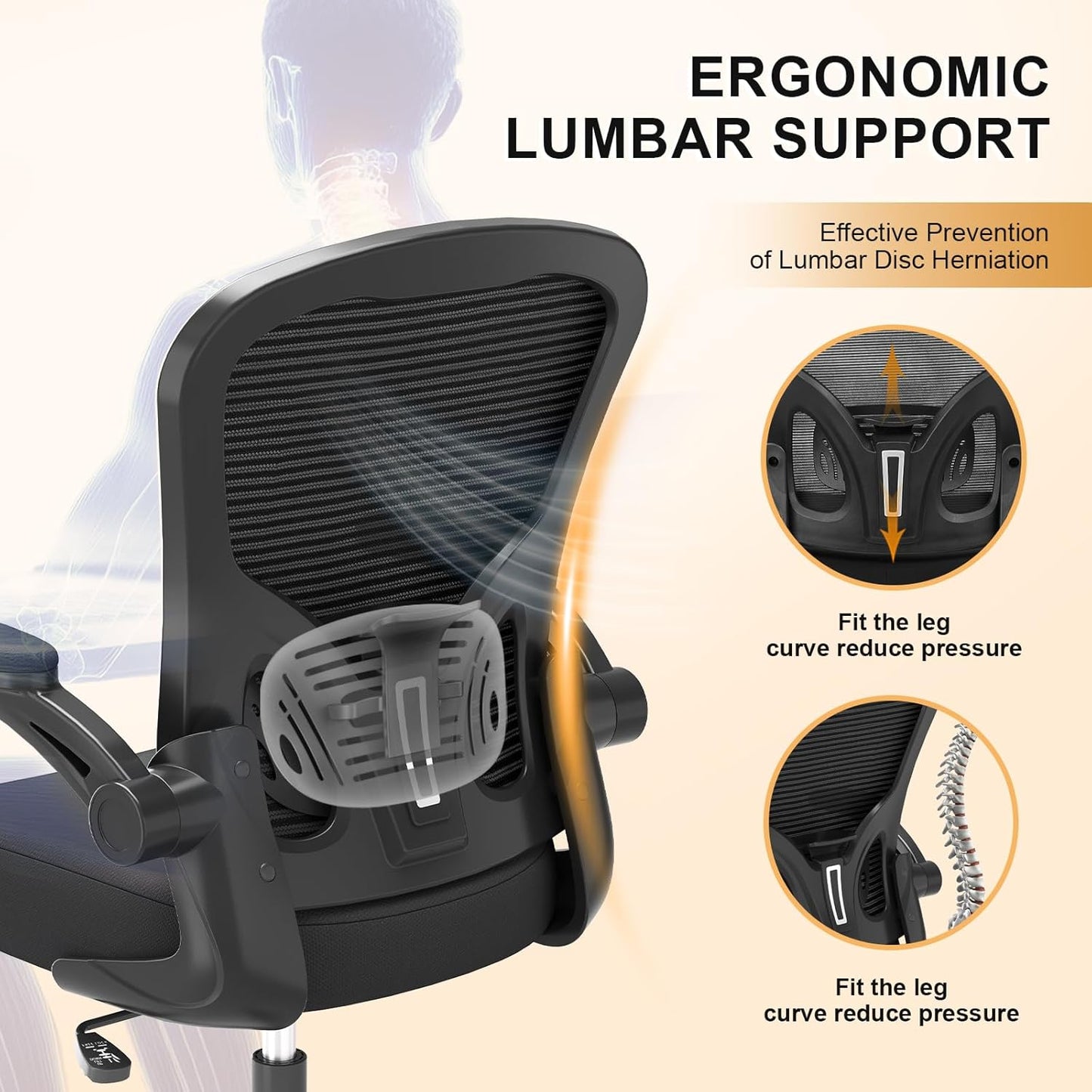 Office Chair, Ergonomic Desk Chairs 330LBS Capacity High Back Mesh Com