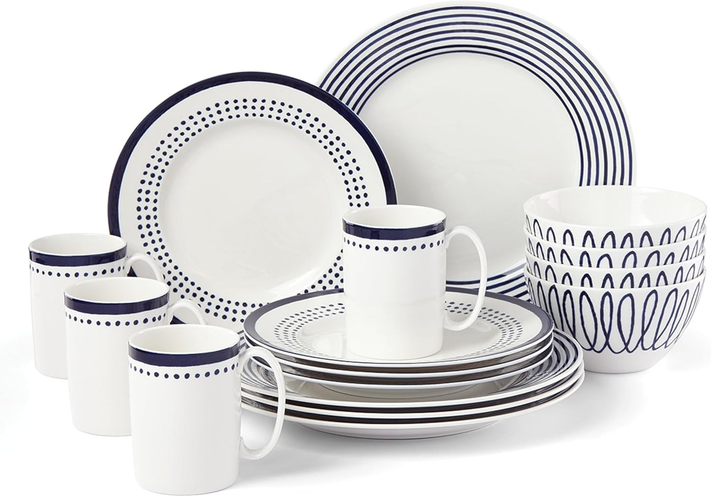 Kate Spade New York Charlotte Street West 16-Piece Dinnerware Set, 15.