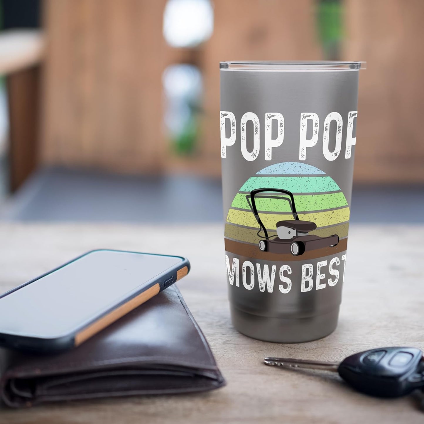 Funny Pop Pop Mows Best Lawn Care Grass Mowing Lawn Mower Stainless Steel Insulated Tumbler