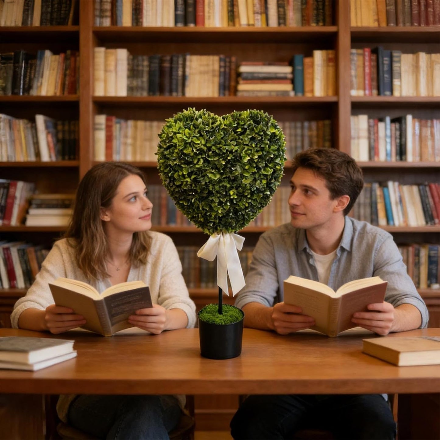 Boxwood Topiary Heart, Valentines Faux Planter, Small Green Potted Pla