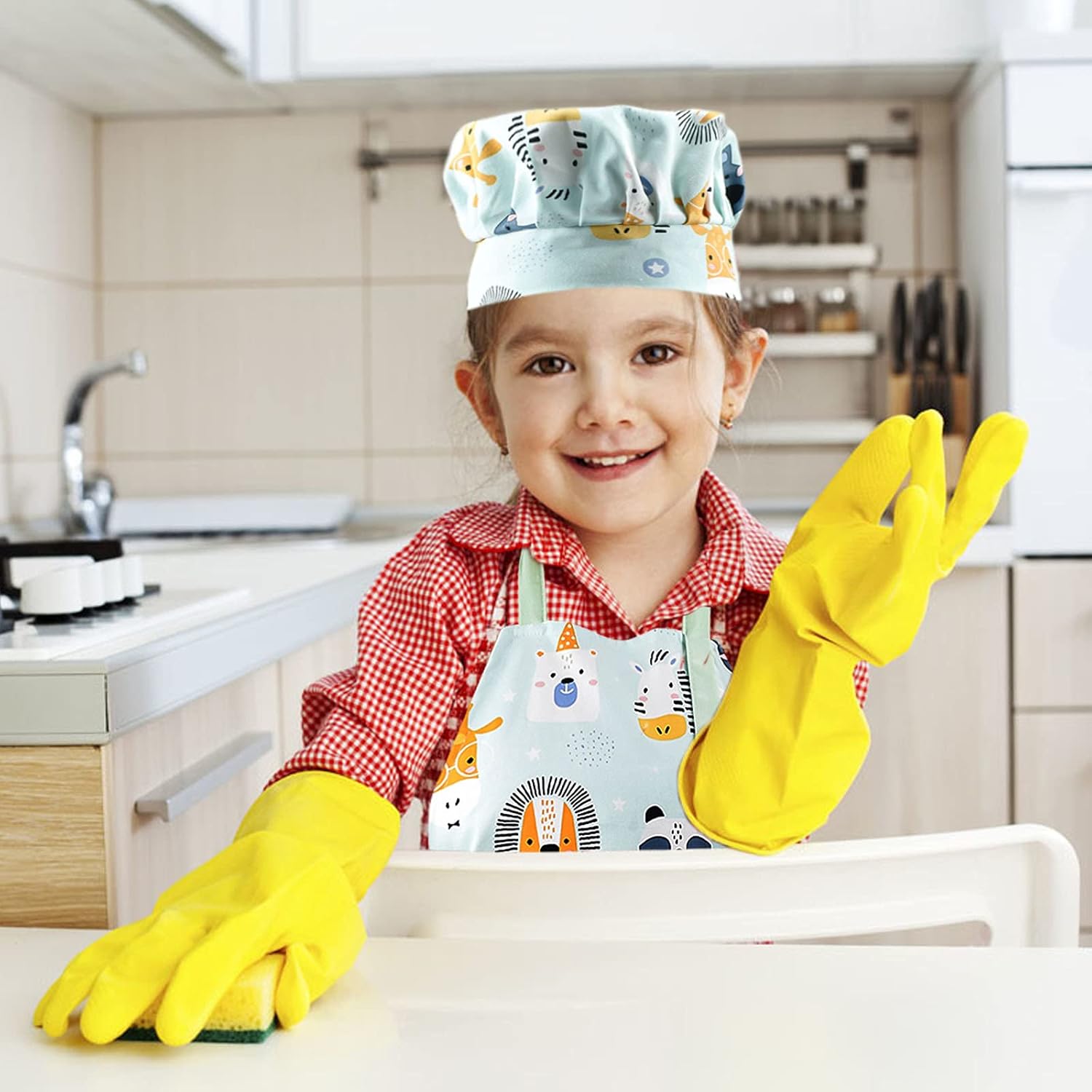 Kids Apron Adjustable Strap for Boys and Girls 100% Cotton, Toddler Ch