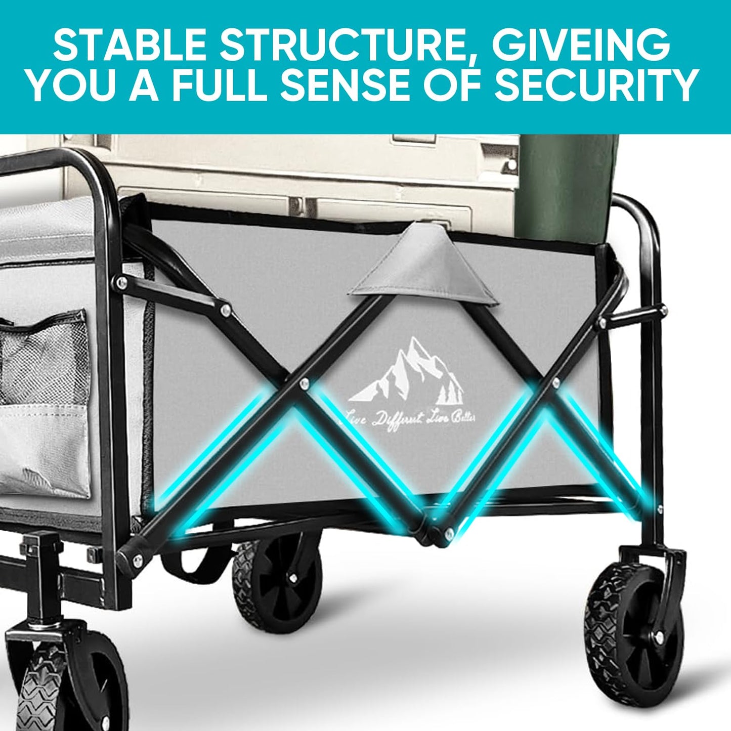 Collapsible Foldable Wagon, Beach Cart Large Capacity, Heavy Duty Fold