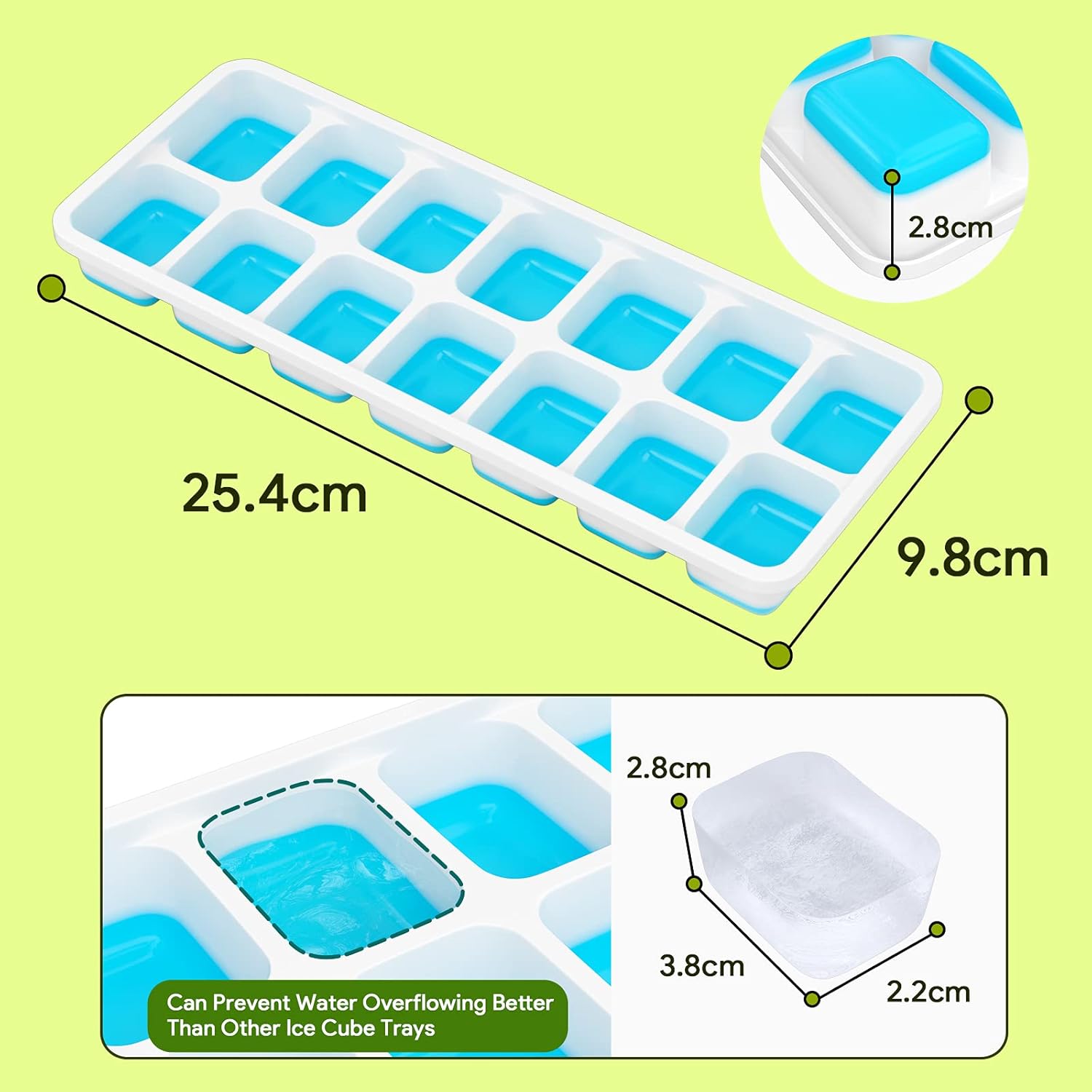Ice Cube Trays 4 Pack, Airabc Silicone with Removable Lid, Easy-Releas