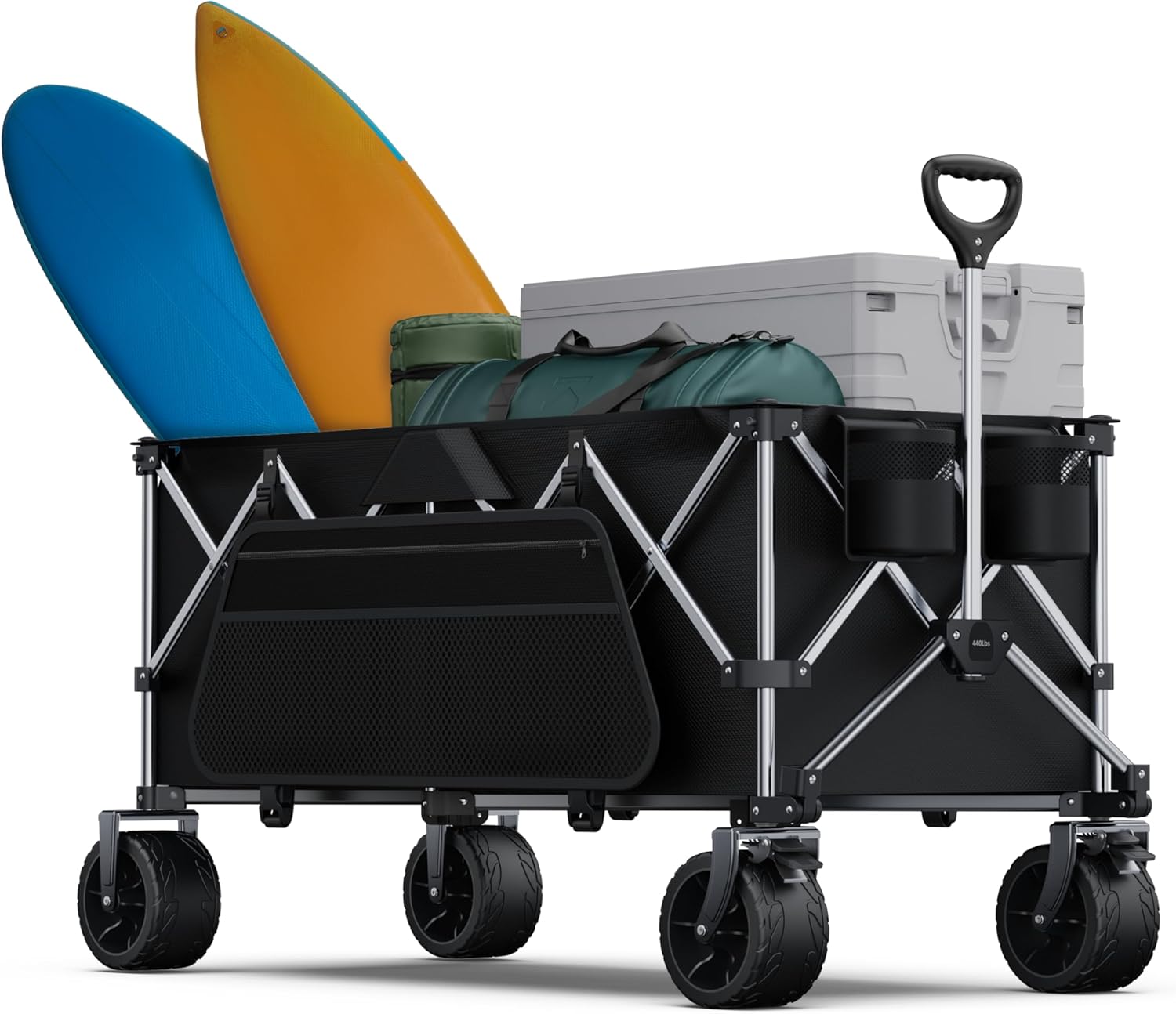 440Lbs Collapsible Wagon Cart,Beach Wagon with Big Wheels,Utility Wago