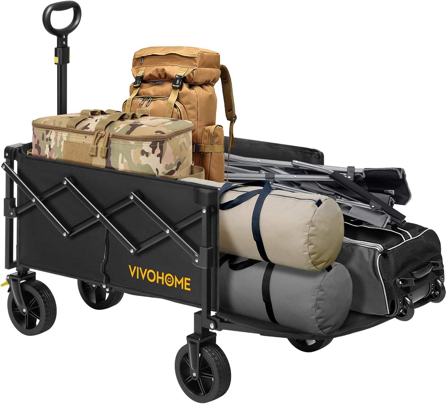 VIVOHOME 130L Collapsible Wagon with Tailgate, 320lb Load-Bearing Outd