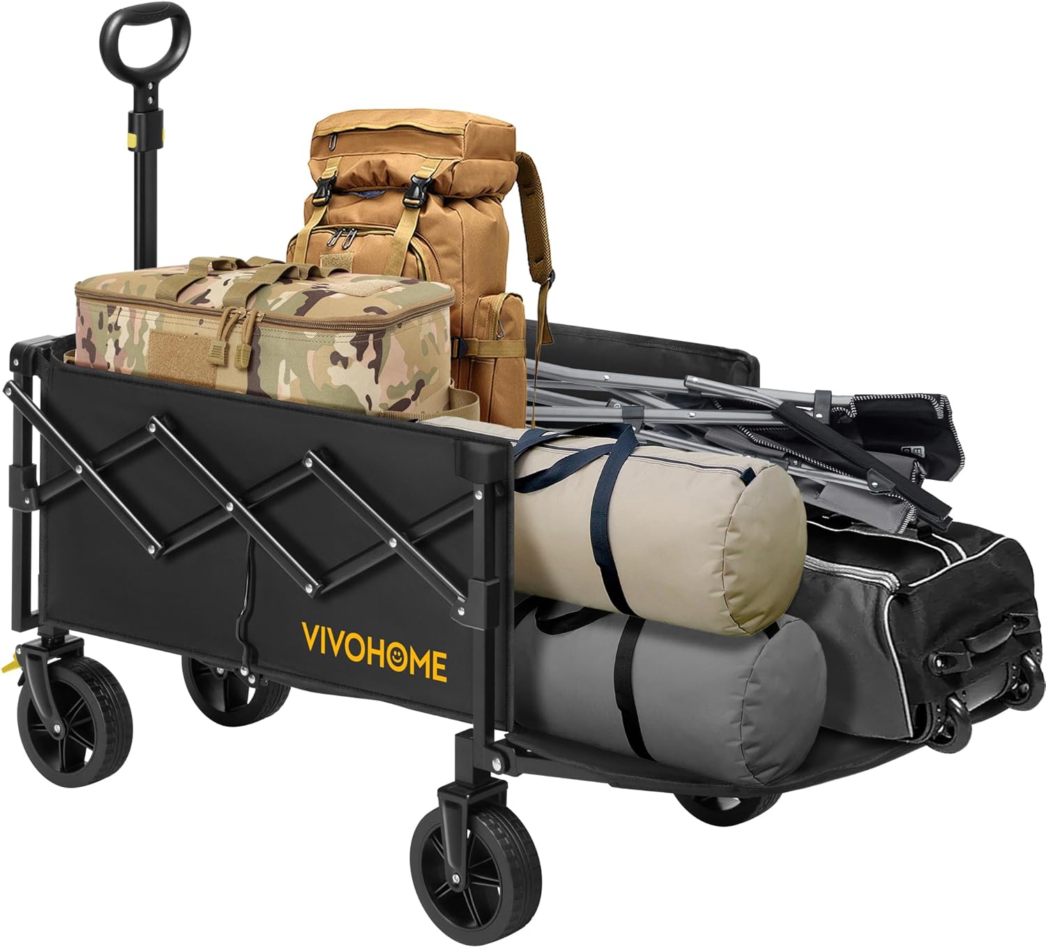 VIVOHOME 130L Collapsible Wagon with Tailgate, 320lb Load-Bearing Outd