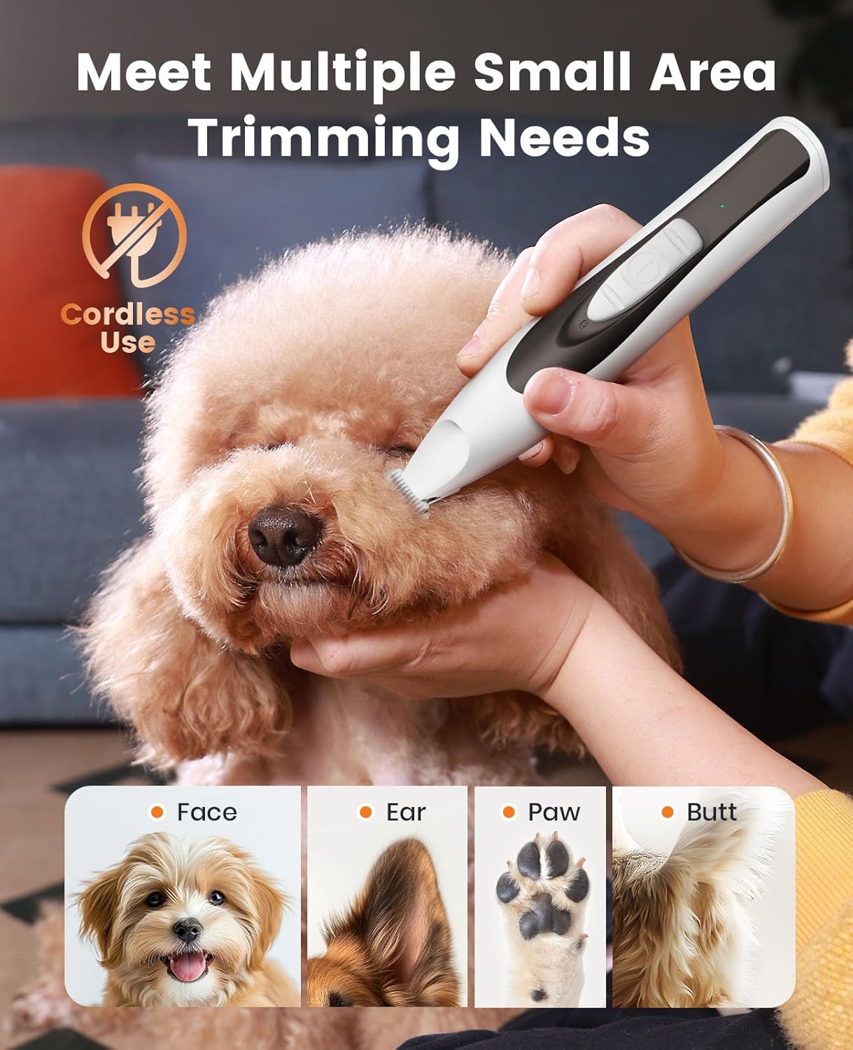 oneisall Low-Noise Dog Paw Trimmer with LED Light, Paw Trimmer for Dog