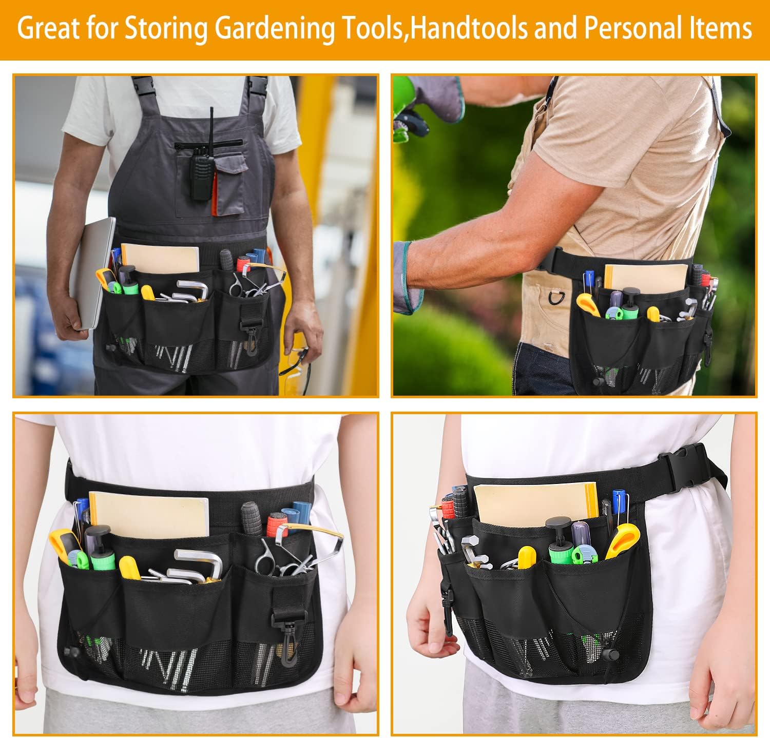 Gardening Tool Waist Bag Belt Heavy Duty Oxford Tool Apron with 7 Pock