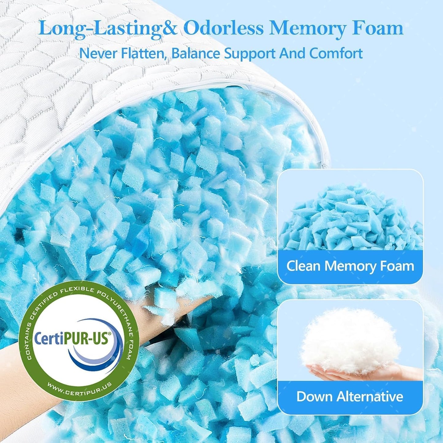 Cooling Pillow Queen Size Set of 2, Adjustable Bed Pillows for Sleeping, Luxury Shredded Memory Foam Pillows 2 Pack,Soft Yet Supportive Firm Pillow for Side,Back,Stomach Sleepers,Gifts for Hot Sleeper