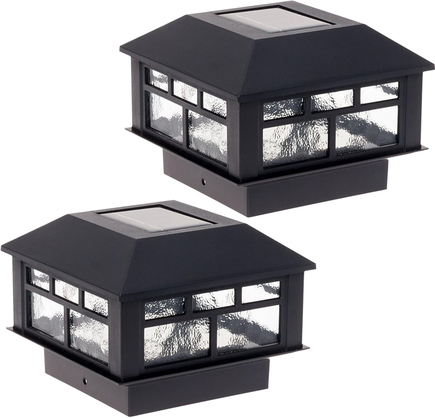 GreenLighting Modern Solar Post Cap Lights Fits 4x4 Wood, 4x4 & 5x5 PCV/Vinyl Outdoor Solar Powered Light, Fence Post, Landscaping, Deck, Garden- Bright LED, Waterproof Black 2 Pack
