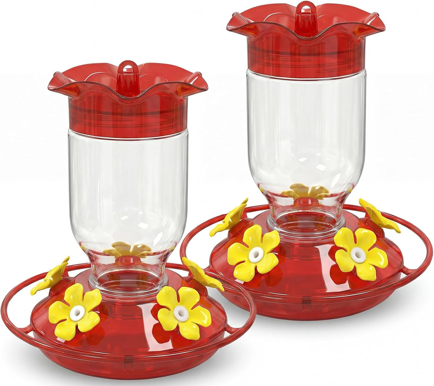 Plastic Hummingbird Feeders for Outdoors 2 Pack - 12oz Clear Bottle wi