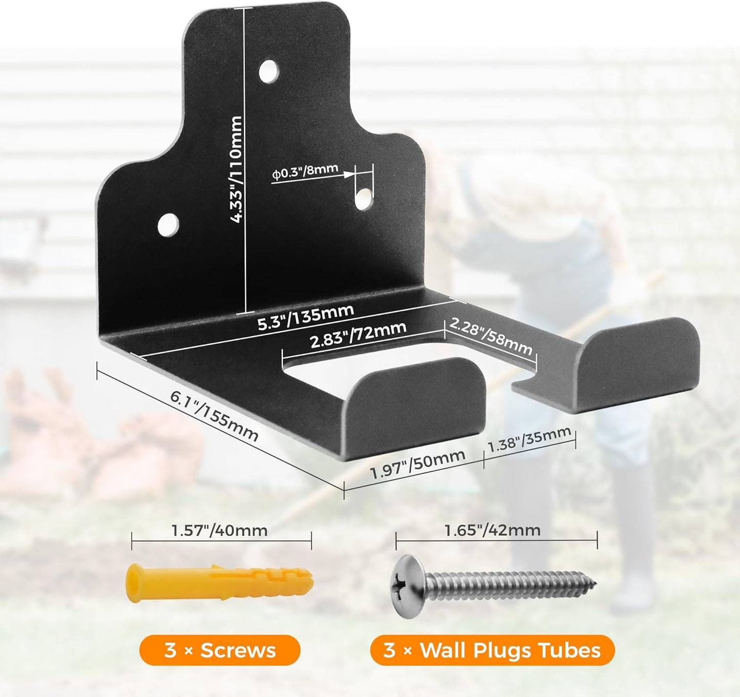 Garage Organizer, Garden Power Tool Hanger, Trimmer Rack, Weed Whackers Holder Wall Mounted, for Grass Trimmer, Hedge Trimmer, Garage Trimmer, Garden Tools (2 Pack)