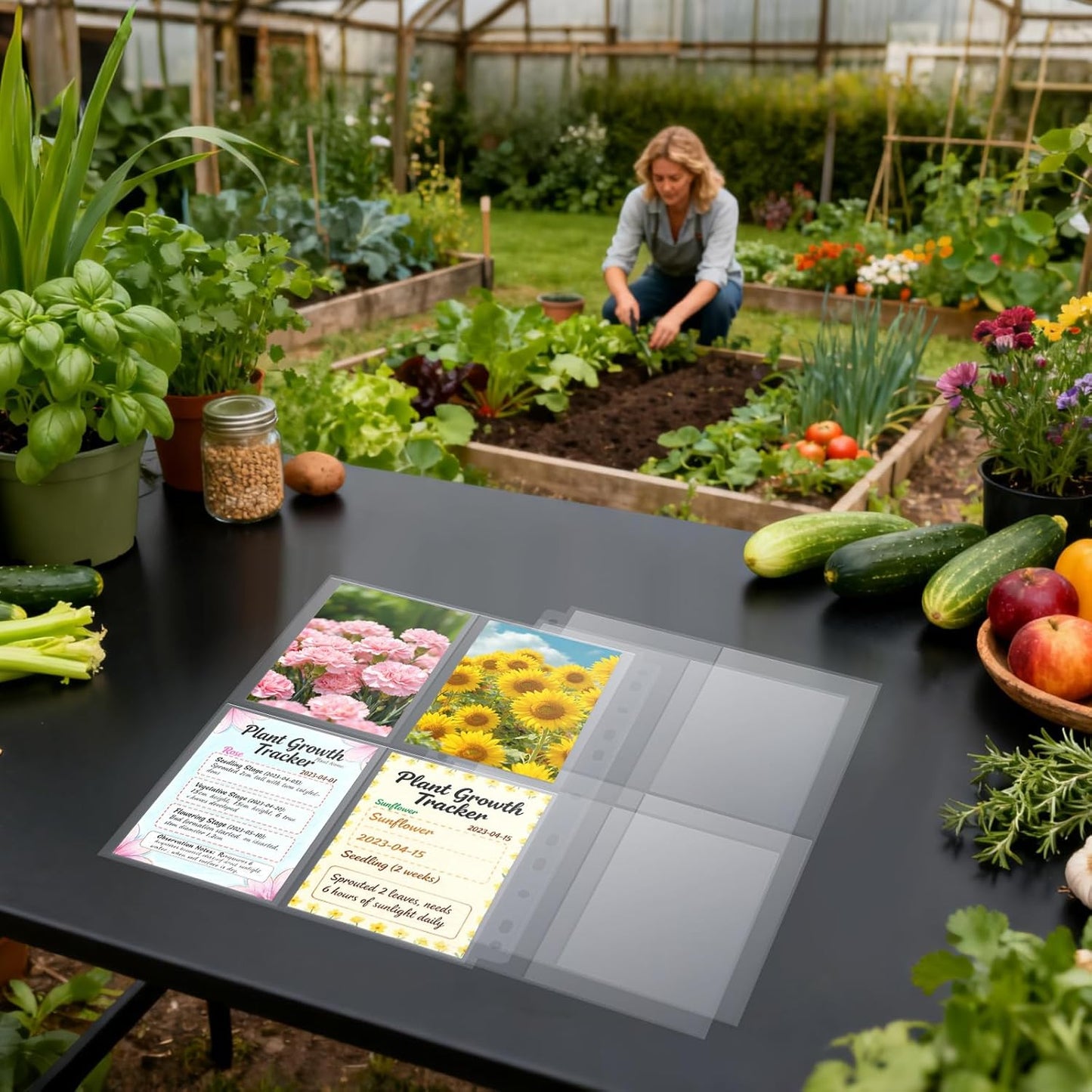 A4 3 Ring Binder Garden Seeds Storage Album with 30 Pcs 3.5x5” Seed Pa