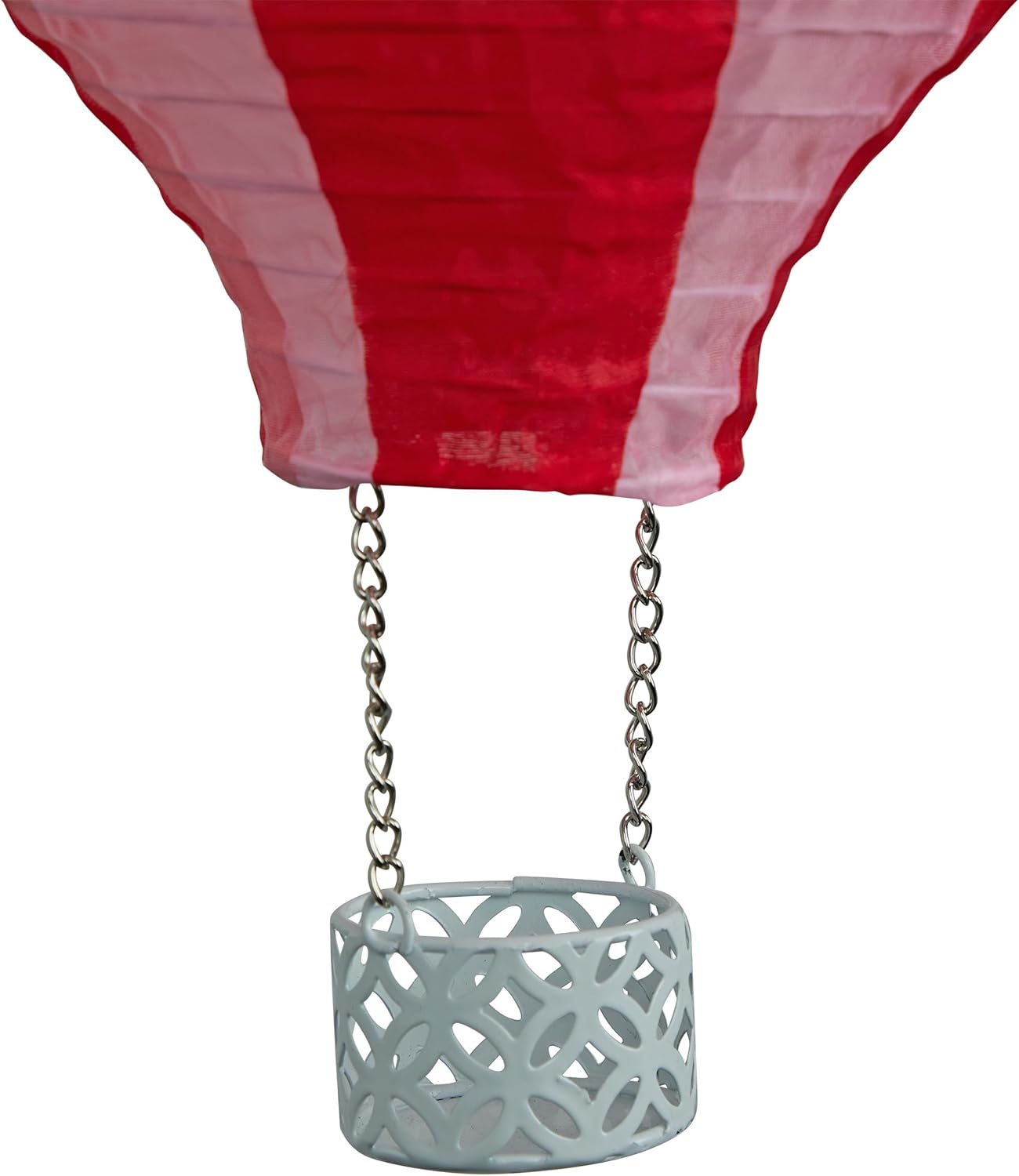 Alpine Corporation QLP1566SLR-RDPK Solar-Powered Cloth Hot Air Balloon with Flame LED Lights, LED Solar Décor, 13" H, Red