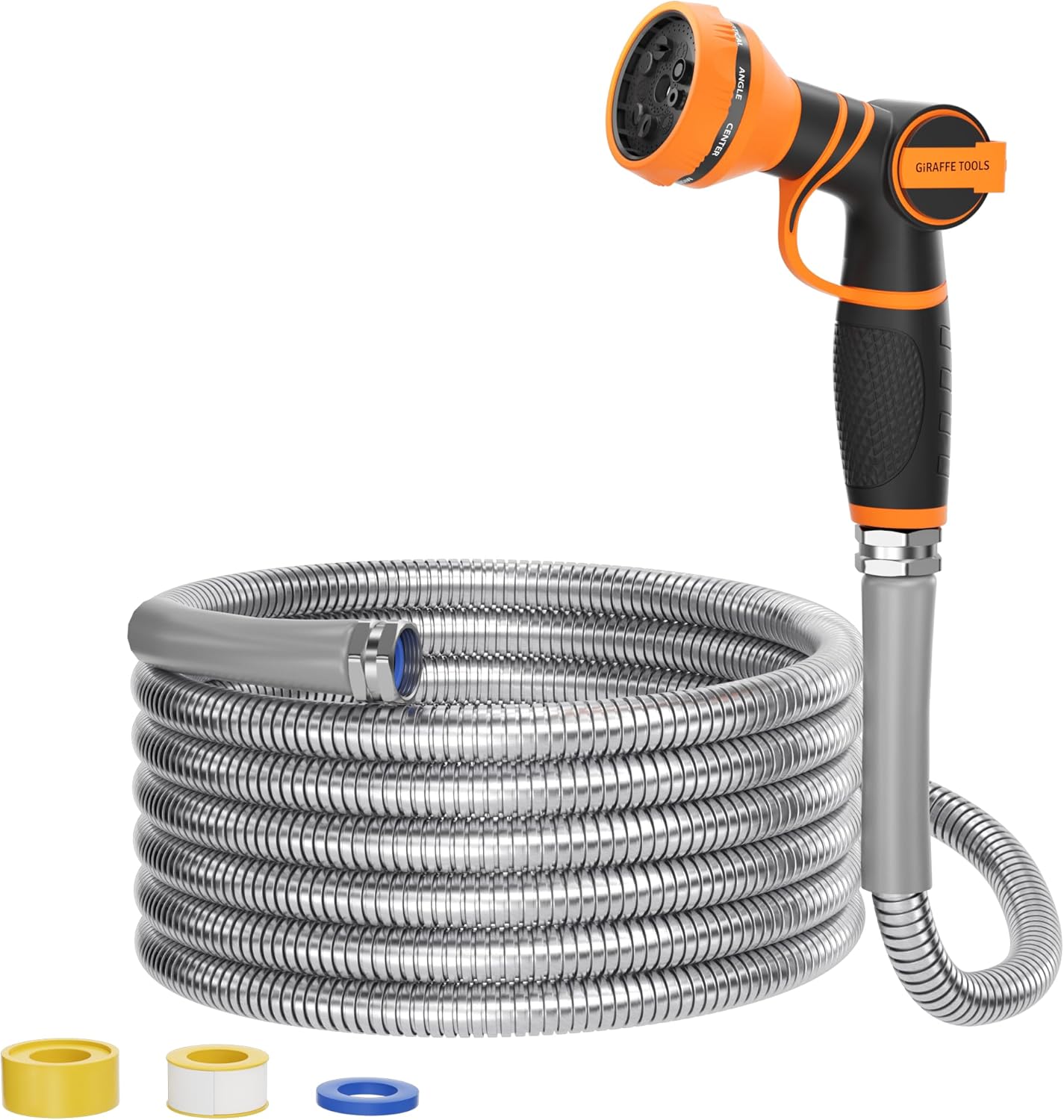 Giraffe Tools Garden Hose 50ft x 3/4", 304 Stainless Steel Metal Water
