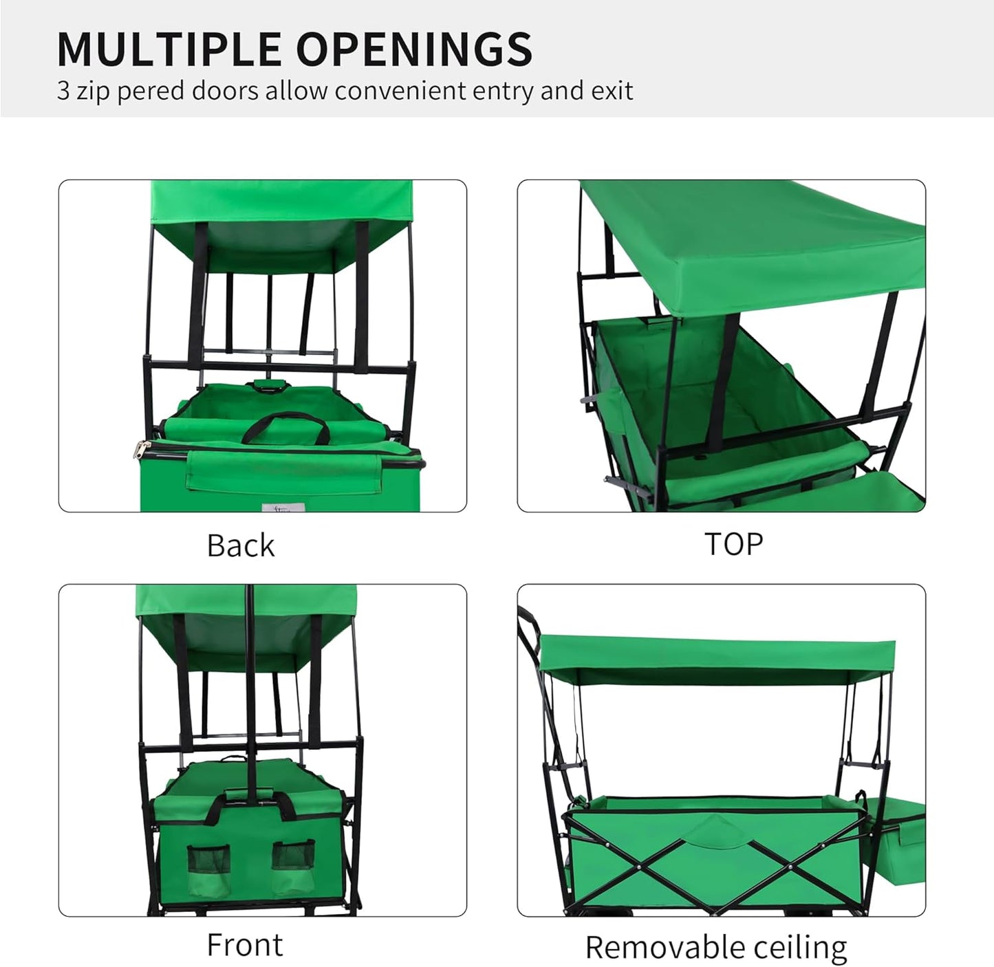 Collapsible Folding Wagon Cart, Collapsible Wagon with Folding Design, Utility Grocery Wagon for Camping Shopping Sports