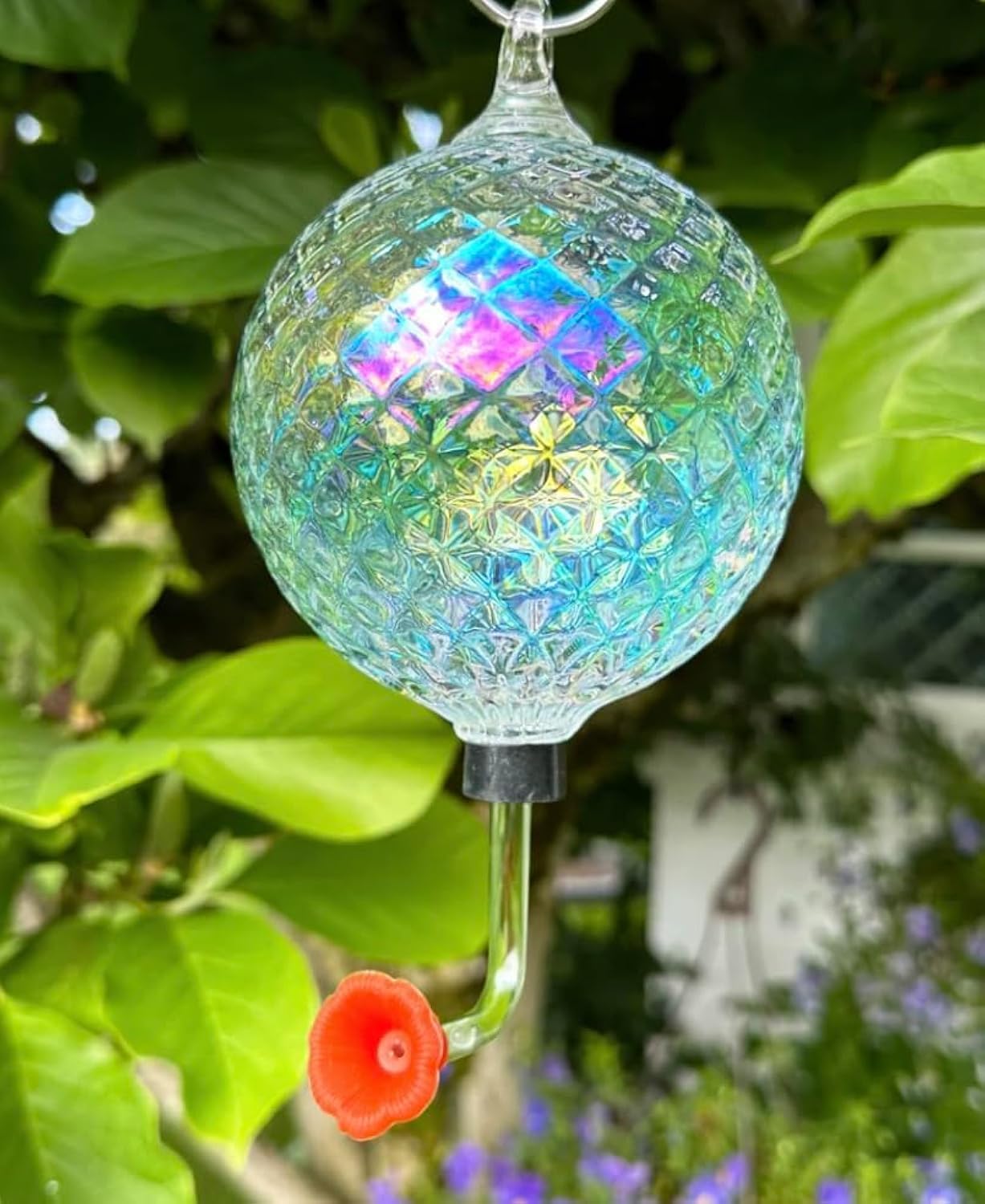 Glass Eye Studio Hummingbird Feeder Diamond Birthstone Collection - March Aquamarine