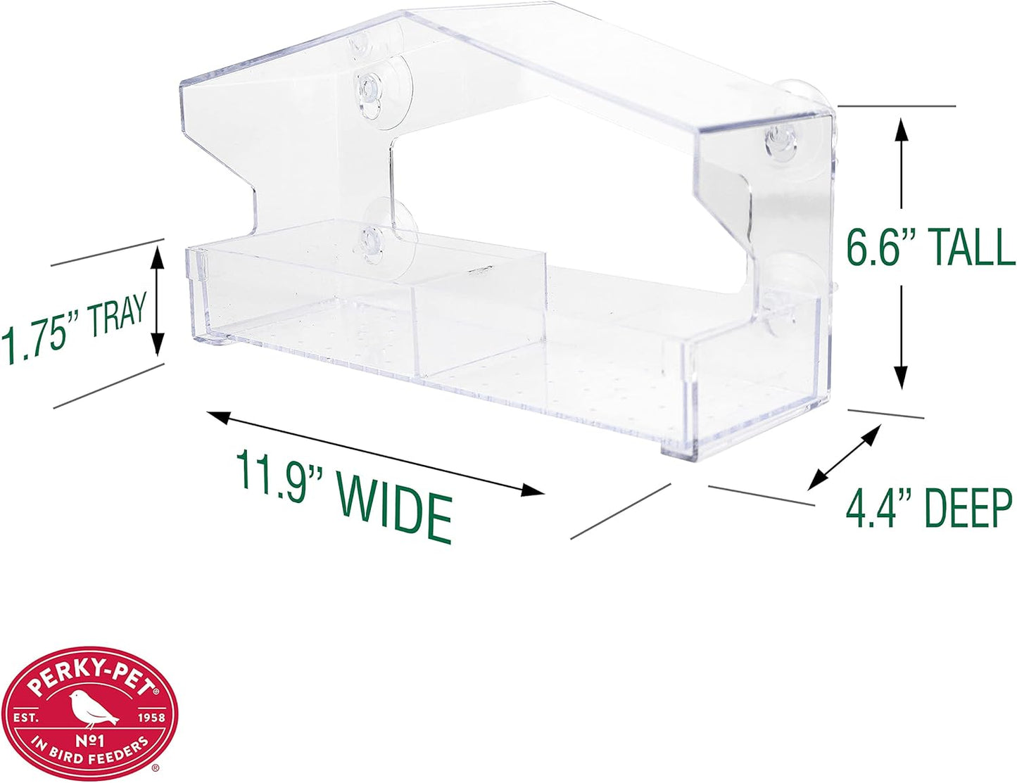 Perky-Pet Clear Outdoor Window Bird Feeder with Strong Suction Cups – 1 Lb Seed Capacity - Perky Pet 347 - Entertaining Bird Feeding - Great Gift Idea, Outdoor Decor