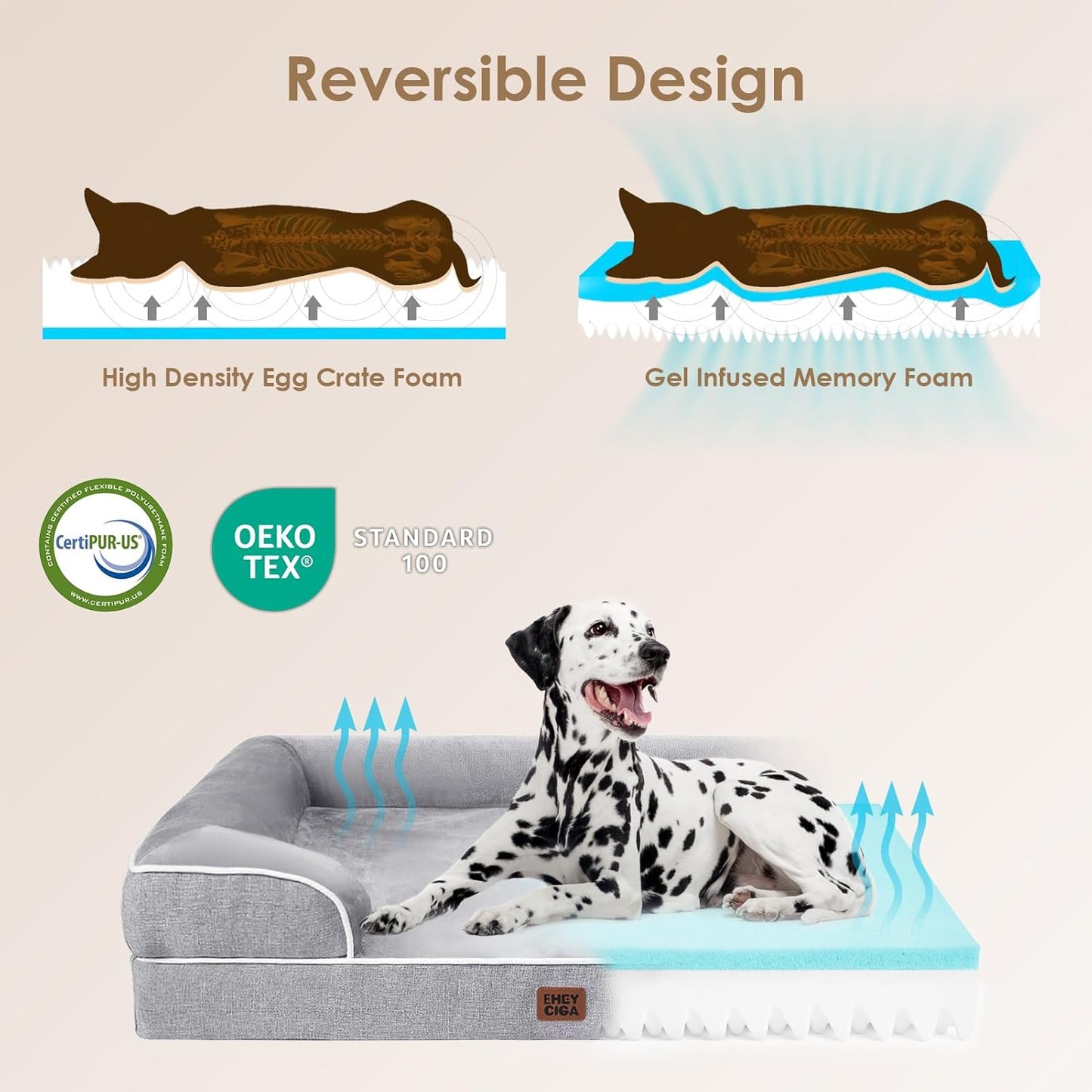 EHEYCIGA Orthopedic Dog Beds for Extra Large Dogs 44x32Inch, Waterproo