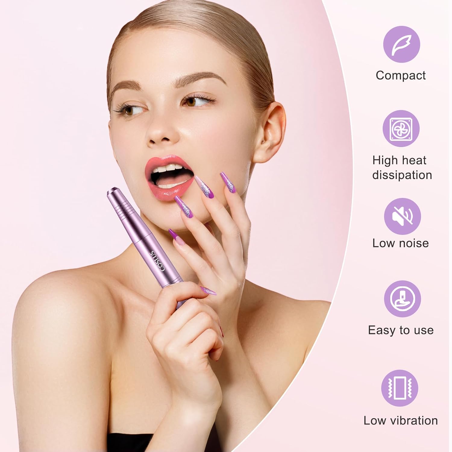 COSLUS C40 Electric Nail Drill File Professional: for Acrylic Gel Dip 
