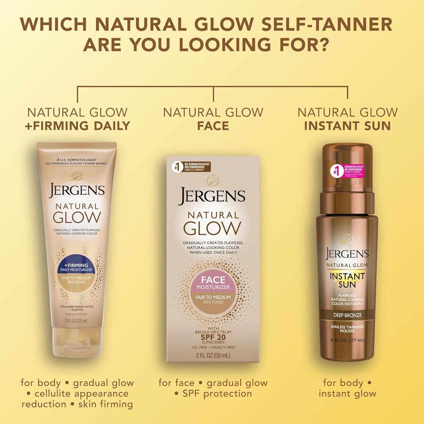 Jergens Natural Glow +Firming Self Tanner Body Lotion, Fair to Medium 