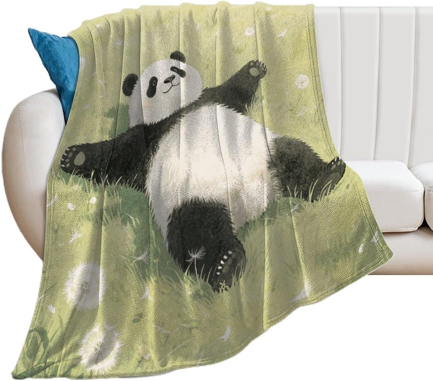 Custom Panda Lying on The Lawn Flannel Fleece Throw Blanket 30x40 Inch Soft Cozy Throws for Couch Sofa Bed Farmhouse Blankets Comfort Decorative Bedtime Blanket Lightweight All Season Easy Care