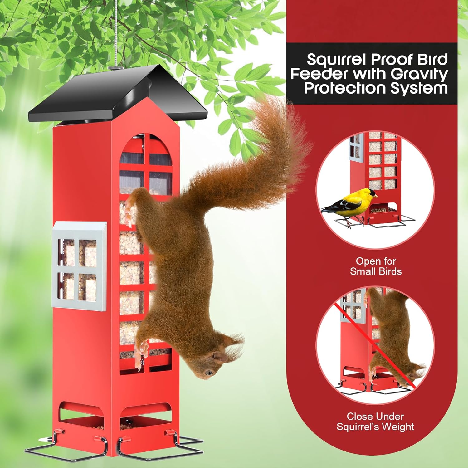 Bird Feeders Squirrel Proof for Outdoor Hanging Wild Bird Feeders with