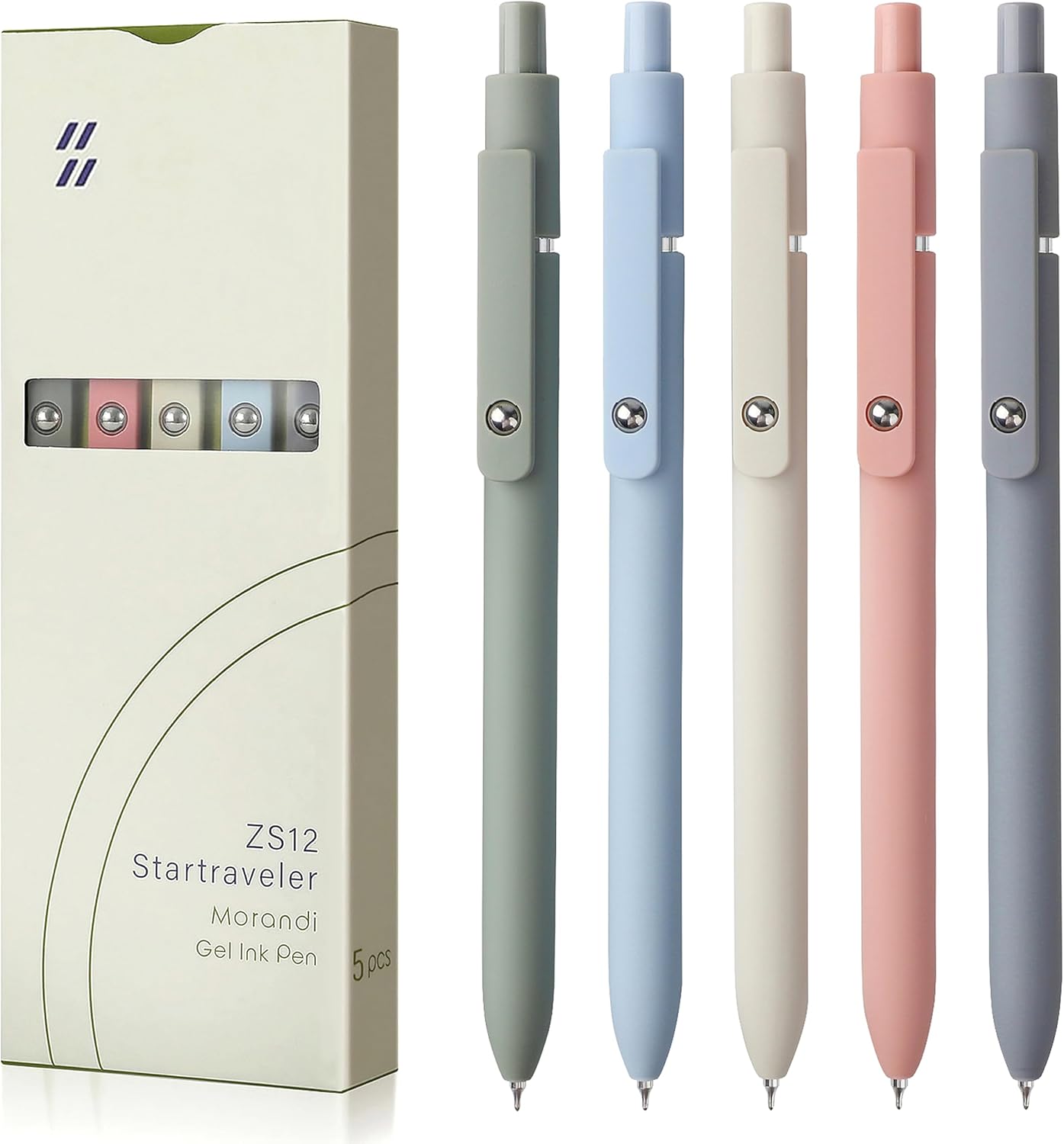 FIOVER 5pcs Gel Pens Quick Dry Ink Pens Fine Point Premium Retractable