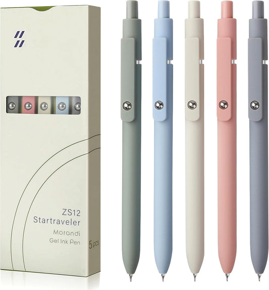 FIOVER 5pcs Gel Pens Quick Dry Ink Pens Fine Point Premium Retractable