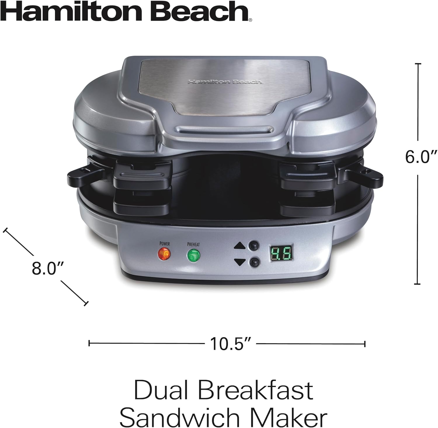 Hamilton Beach Dual Breakfast Sandwich Maker with Timer, Ready in 5 Mi