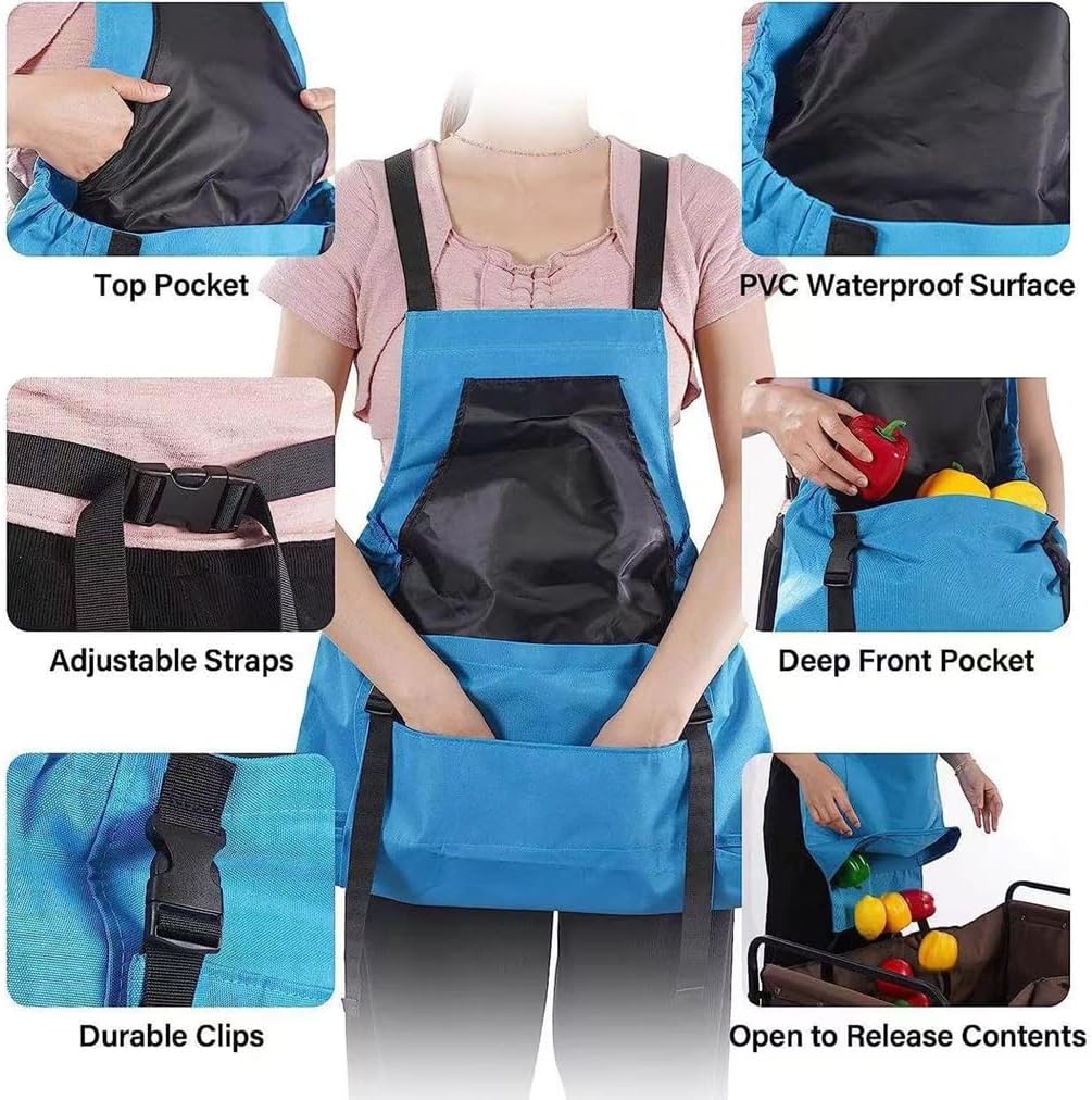 VZA Quick-Unload Harvesting Apron,Gardening for Fruit Picking, Farm Wo