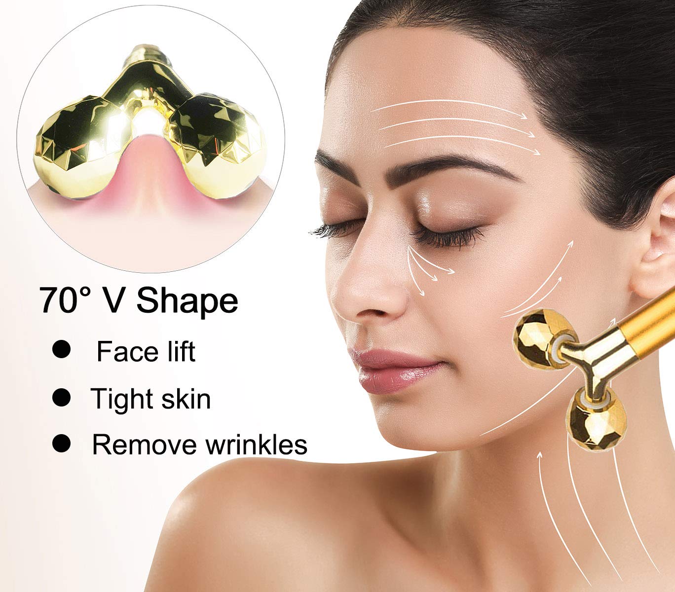Amirce Face Massager Roller Golden 3D Roller Electric Facial Roller an