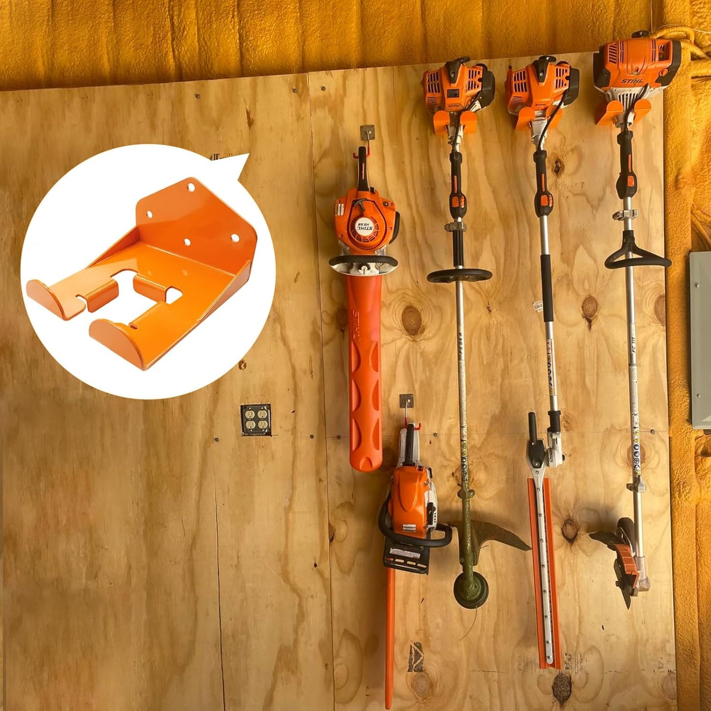 Heavy Duty Garage Organizer Wall Hanger - Garden Tool Rack for Grass Trimmer, Hedge Trimmer, Pole Saw Trimmer, bolwer,Garage Tools, 1 Pack