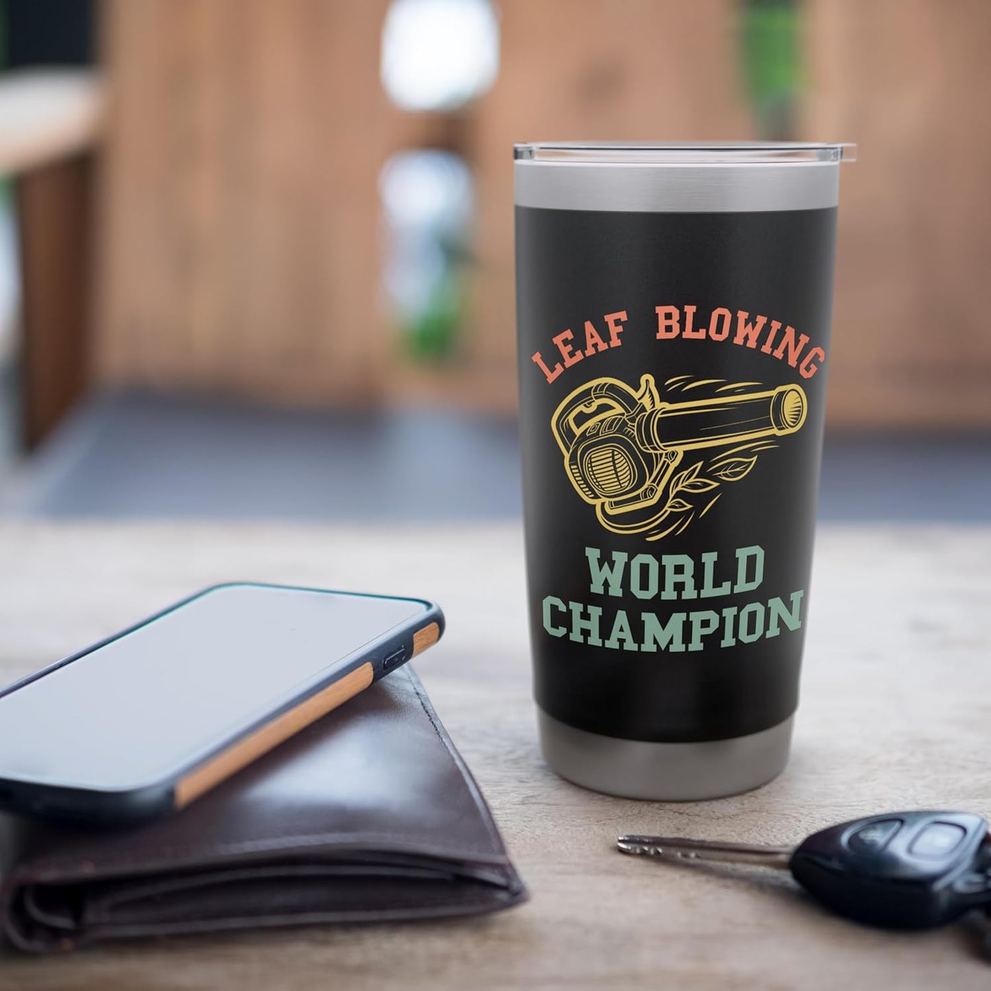 Leaf Blowing Mens Funny Landscaper Gas Leaf Blower Lawn Care Stainless Steel Insulated Tumbler