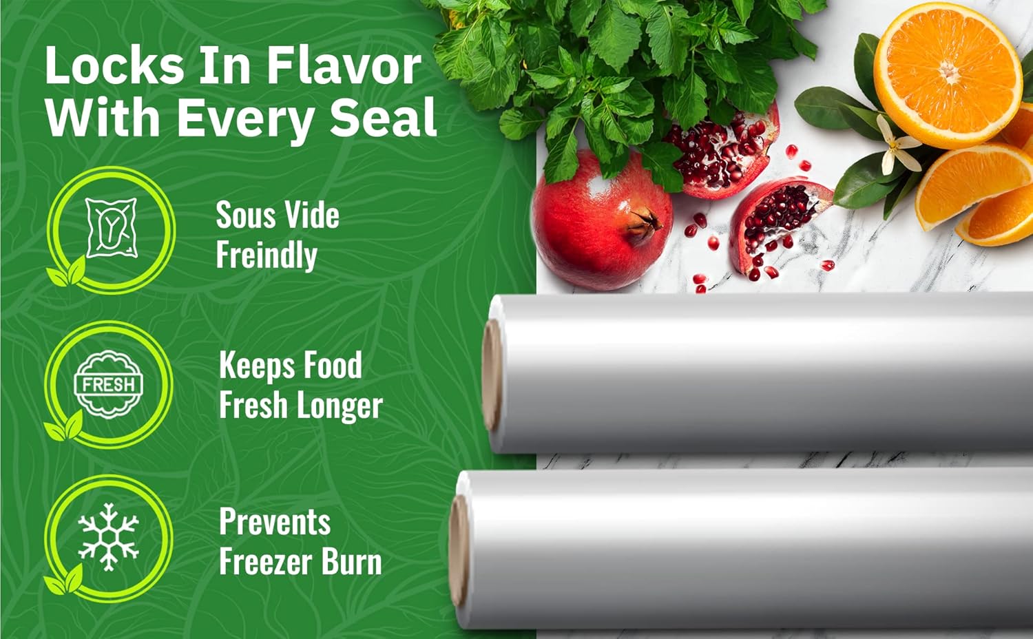 EverFresh 11" x 25' Vacuum Sealer Rolls, 4 Pack | 15% THICKER Embossin